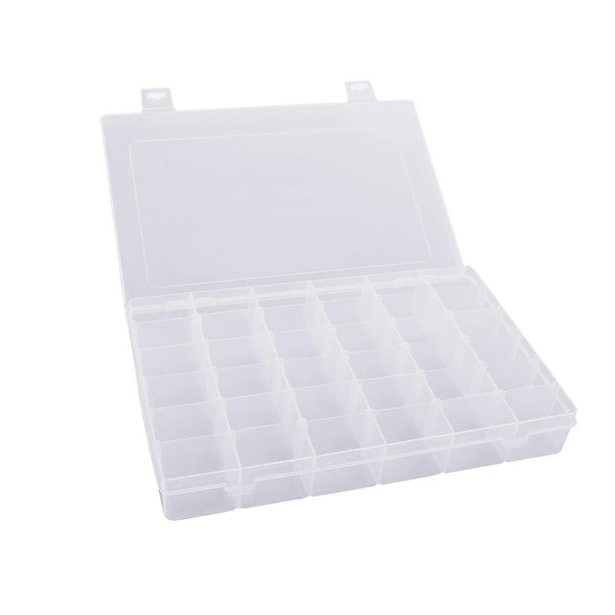 Portable 36-Grid Clear Hard Plastic Adjustable Jewelry Organizer Box Storage Container Case with Rem