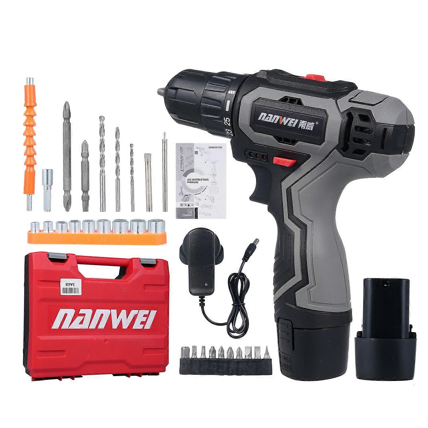 Electric Drill Sets Cordless Drill Driver 25+1 Torque Setting Dual Speed Infinitely Variable Speed f