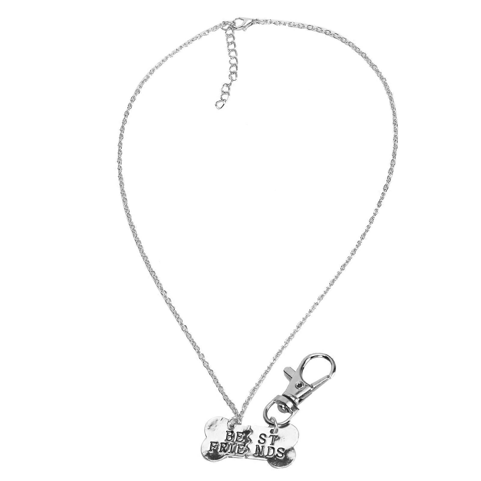 Alloy Dog Bone Necklace Pendant Set for Owners and Pets, Matching Split Dog Tag Chain, Adjustable Size, Durable Design
