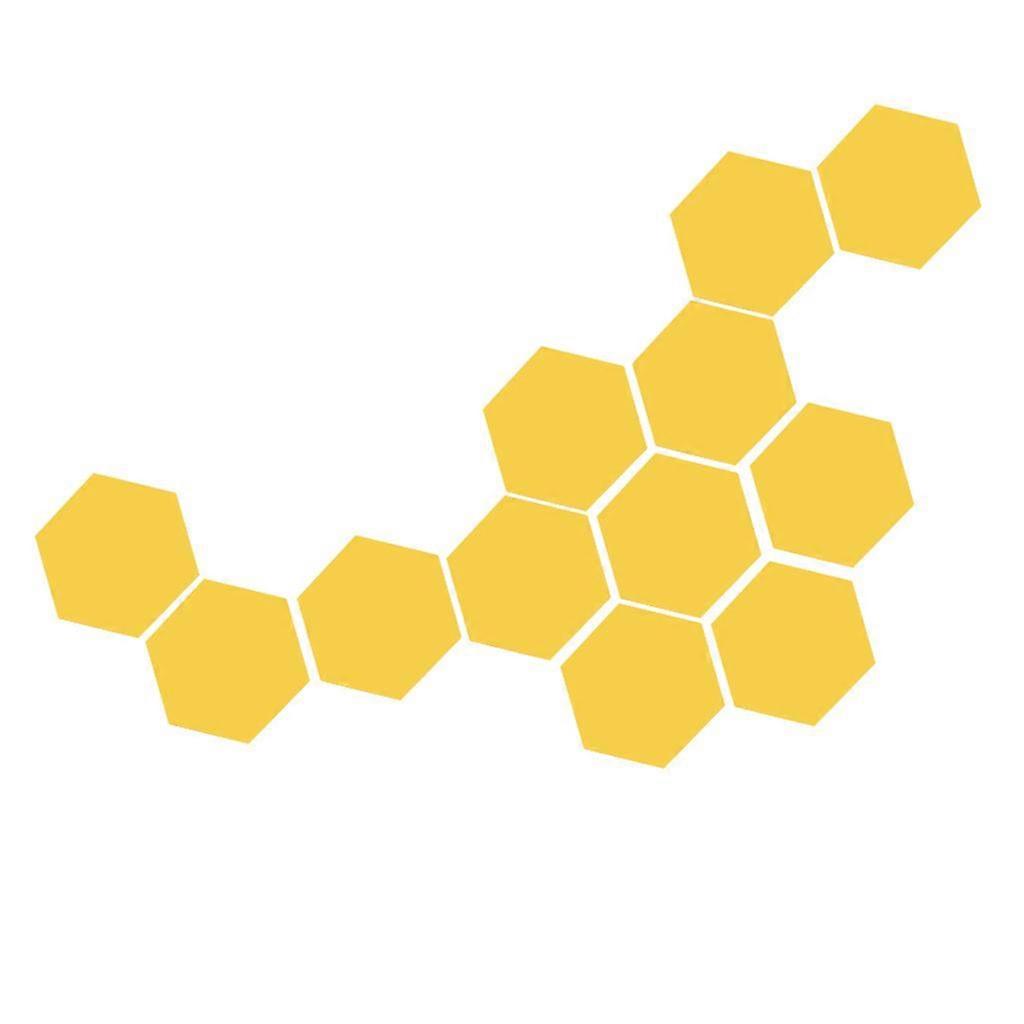 12pcs Hexagonal Shaped Plastic 3D Mirror Effect Wall Stickers Gold