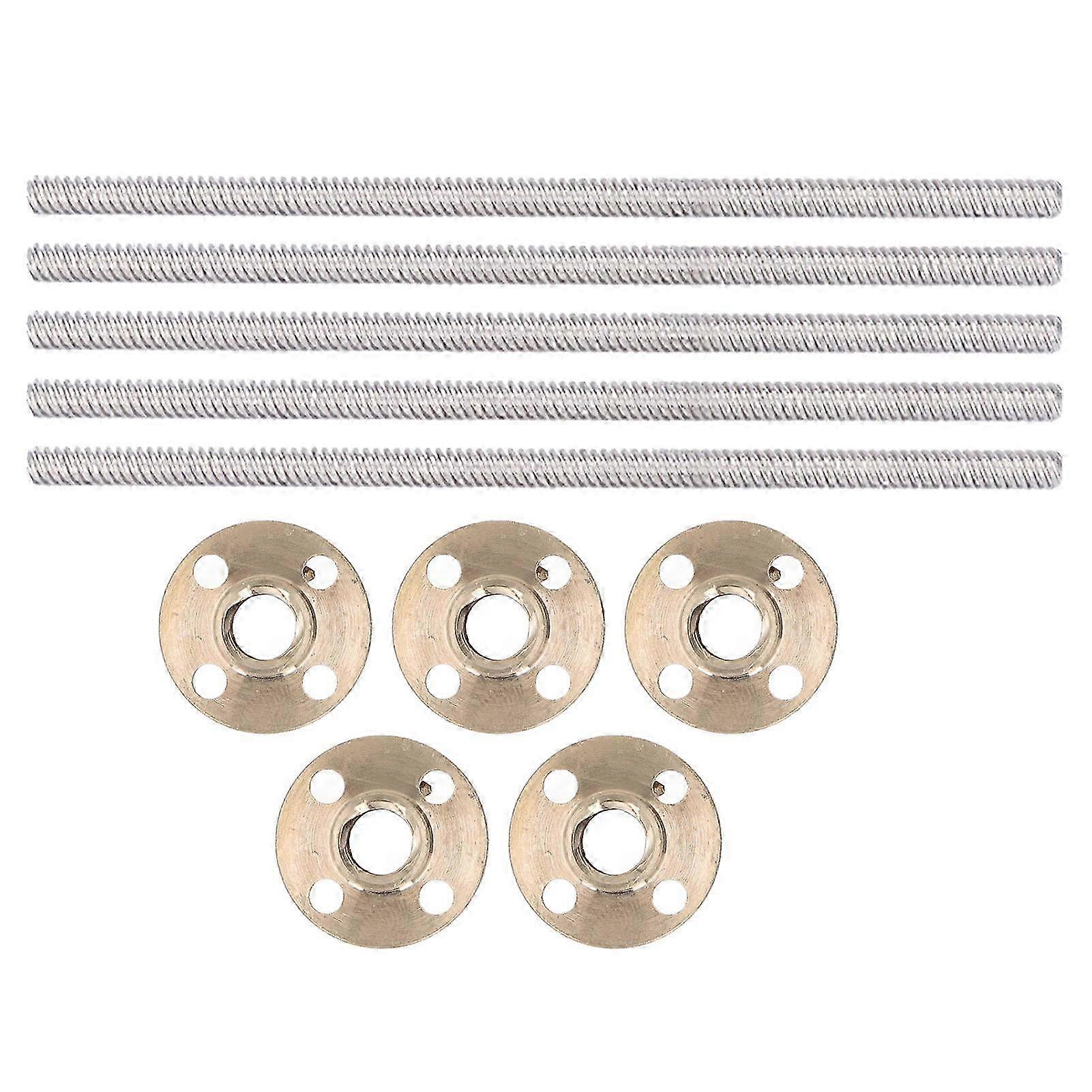 5 Set 3D Printer T8x8 Lead Screw Brass Nut High Strength Accurate Trapezoidal Lead Screw