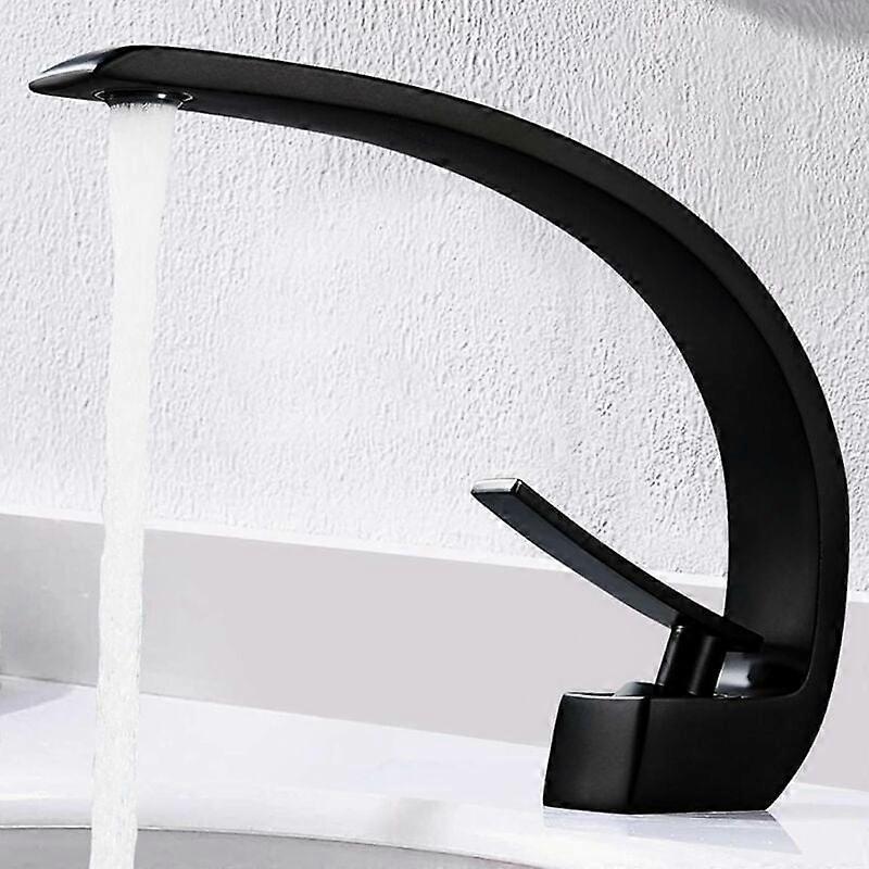 PVD Vacuum Plated Solid Brass Bathroom Faucet, Comfortable Rounded Edges Arc Shaped Spout, Chrome Plated for Rustproof Durability