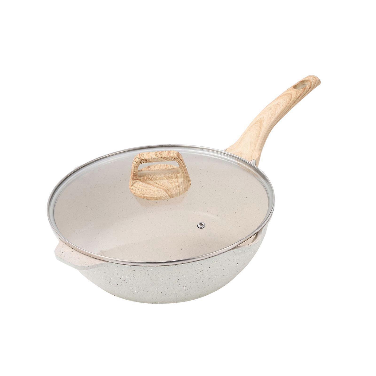 9.4inch Non Stick Wok with Glass Lid Cookware Multifunctional Scratch Resistant