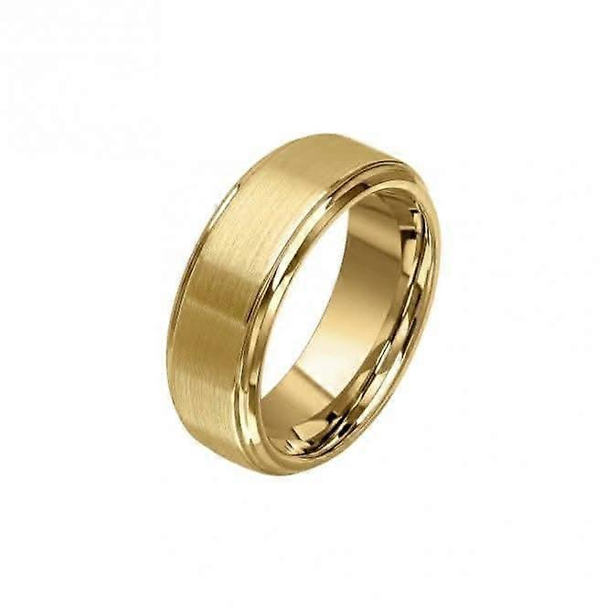 Tungsten Brushed Gold Plated Ring R3862