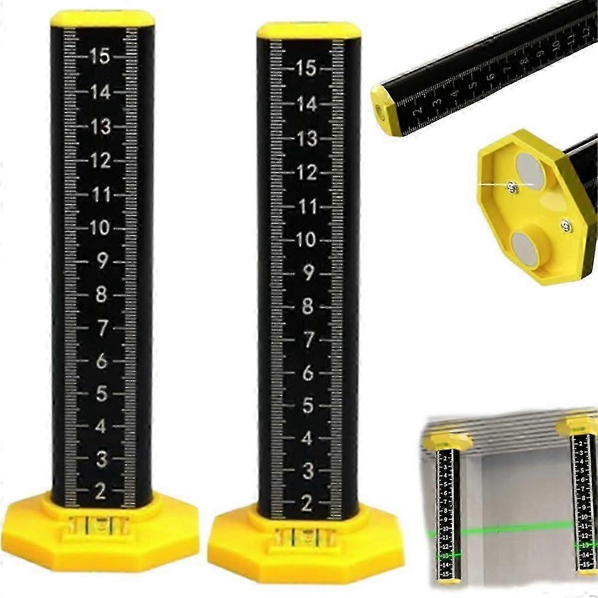 Floor and Ceiling Tile Height Ruler with Double-Sided Scale, Magnetic Base for Precise Leveling