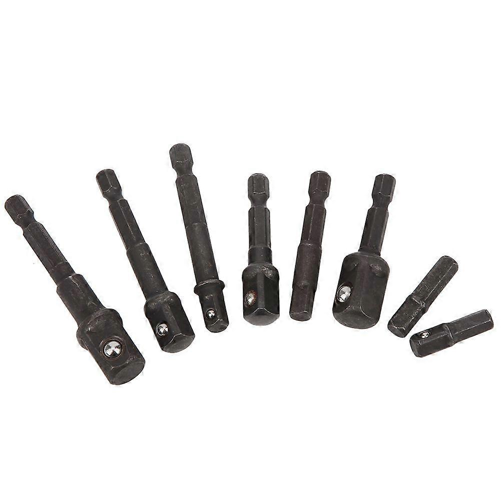 8Pcs 1/4in 3/8in 1/2in Hex Shank Impact Driver Drill Bit Socket Adapter Connecting Rod Head Extension BarBlack