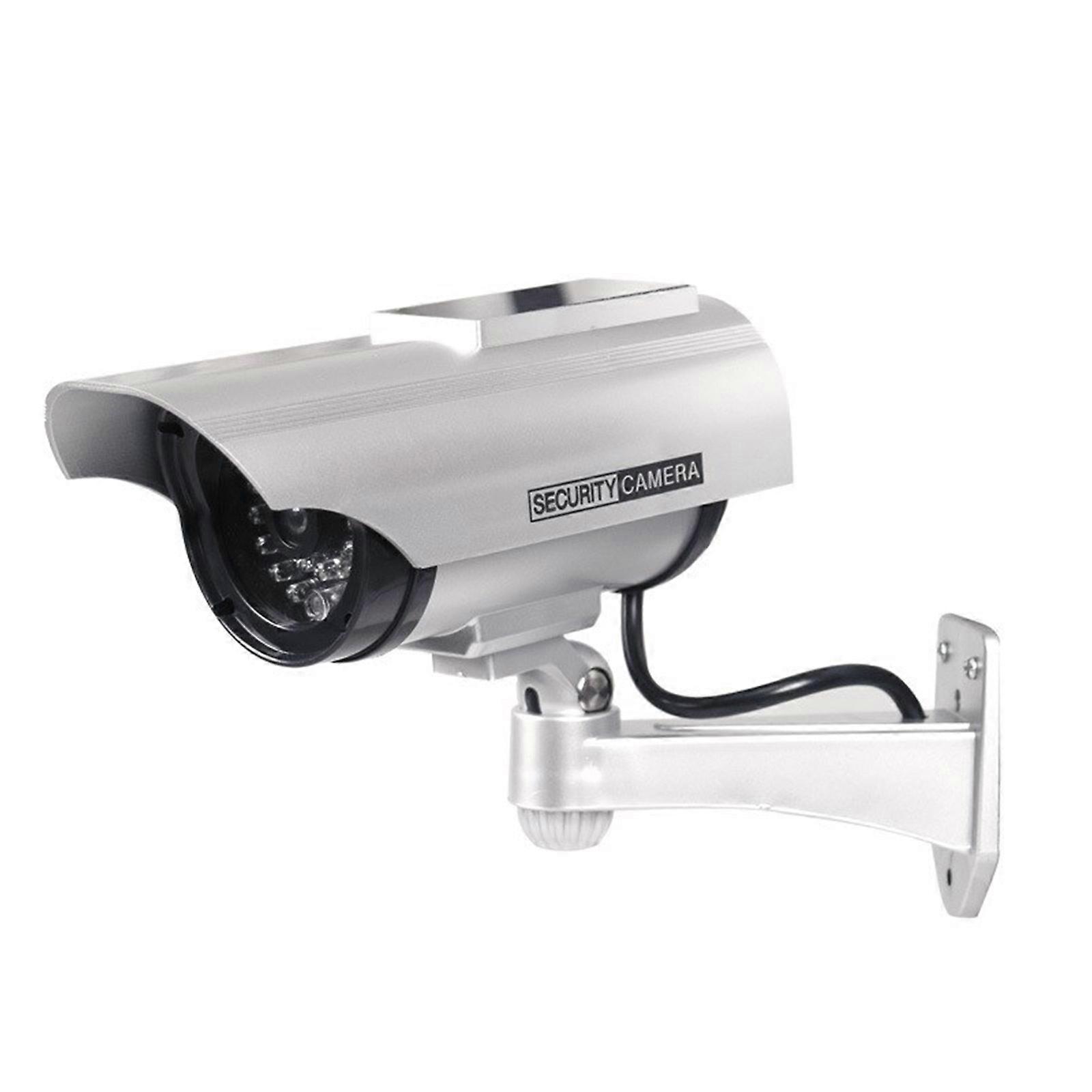 Dummy Fake Security CCTV Dome Camera with Flashing LED Light Home Security Protection Simulate Dome Camera Silver