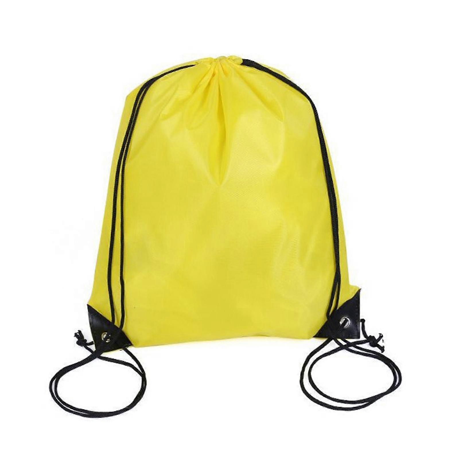 Drawstring Backpack Gym Backpack Sports Bag for Swim Women Men Workout Bag Draw String Back Sacks for Soccer Beach Gear Yellow