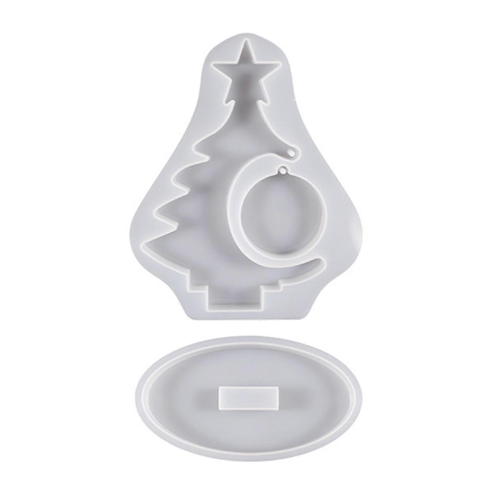 Crystal Epoxy Resin Christmas Tree Picture Frame Set Silicone Mold with Support Base for Resin Crafts Making Supplies