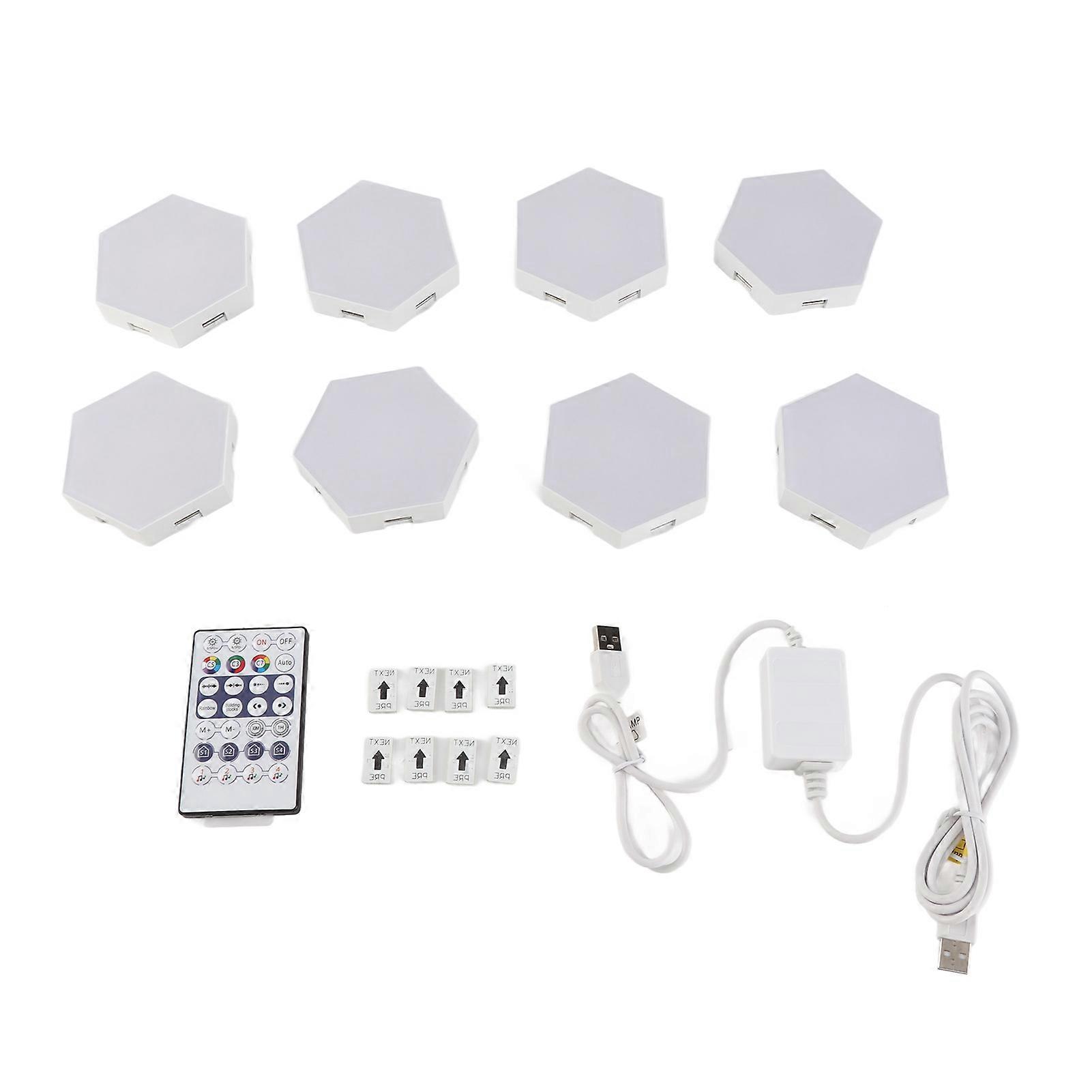 DIY Bluetooth Hexagon Smart LED Light Panels Voice Control App Control Customisable Ambience Lighting Touch Sensitive 8 Pac