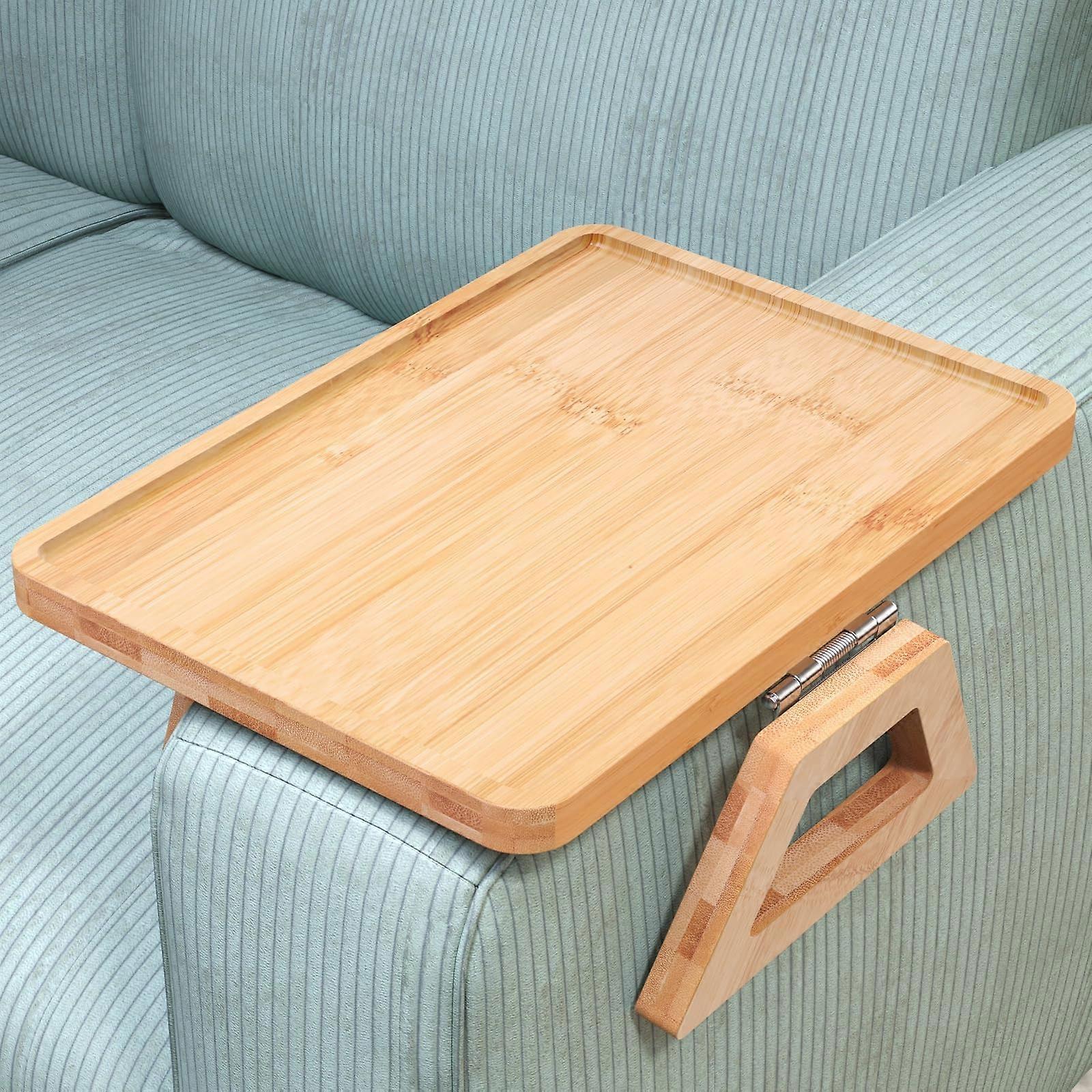 Bamboo Folding Couch Arm Tray for Drinks and Snacks