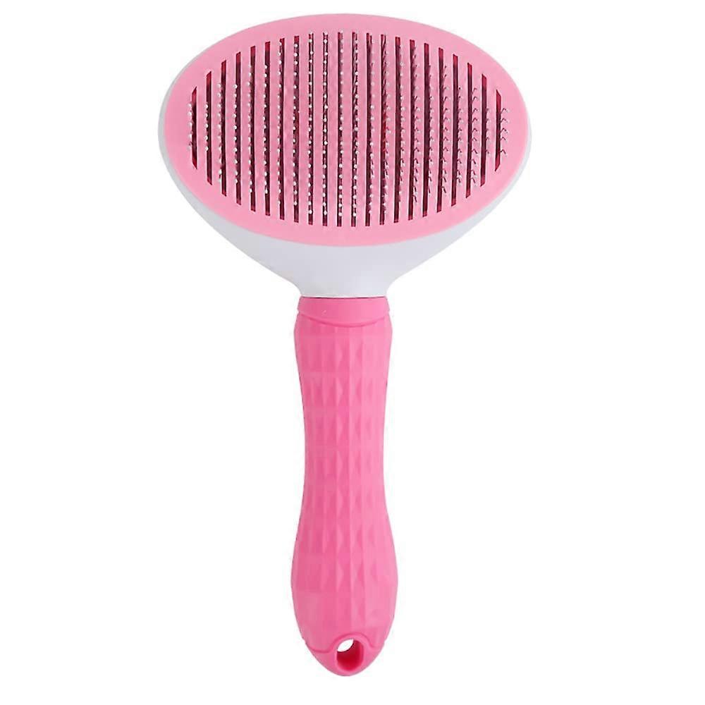 Self -cleansing Slicker brush comb - the pet cat dog care long short hairs - pouring loose lower hairs complex hairs extraction tool - pink