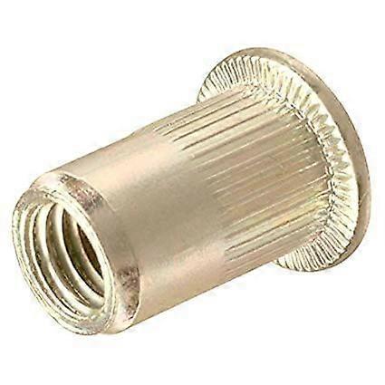 1/4-20 Rivet Nuts Large Flange Blind Insert Grip Range 0.165-0.260 In Zinc-Plated Carbon Steel Flat Head Nutsert RoHS 25