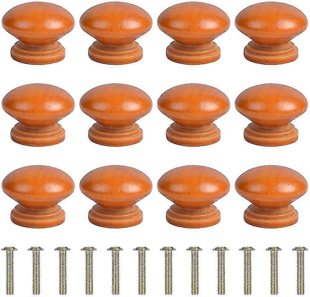 12 X Cabinet Knobs 33mm Wood Cupboard Drawer Knobs, Round Furniture Pull Knob