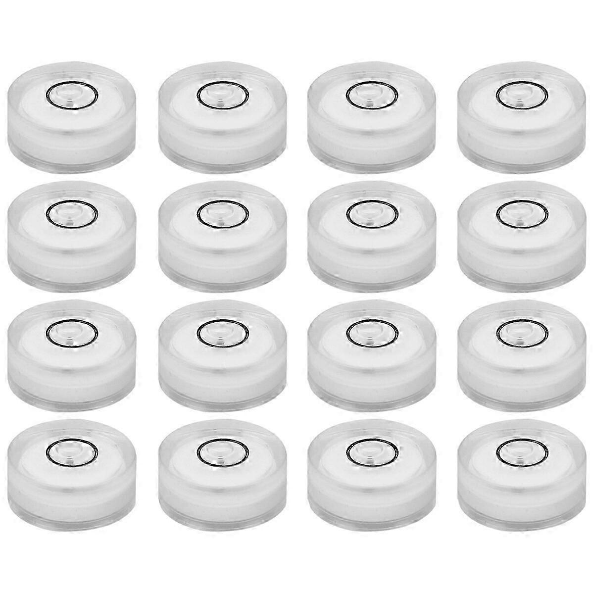 16PCS Universal Level 15MM Circular Diameter 6MM Flat Height Bubble Spirit Level Surface Level (White)