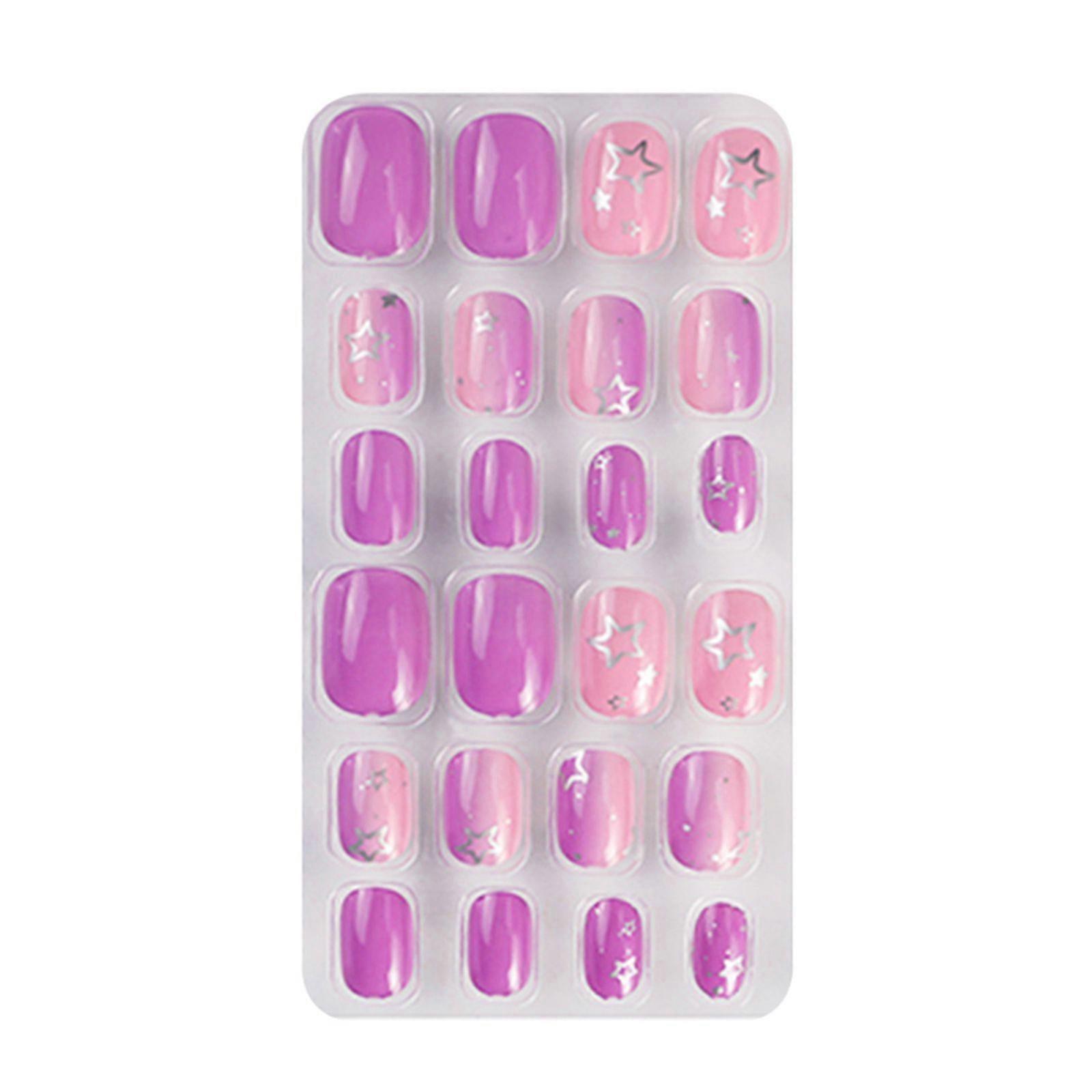 Candy Nails Press On Kids Nails Press On Short Cute Pink Simple Pattern