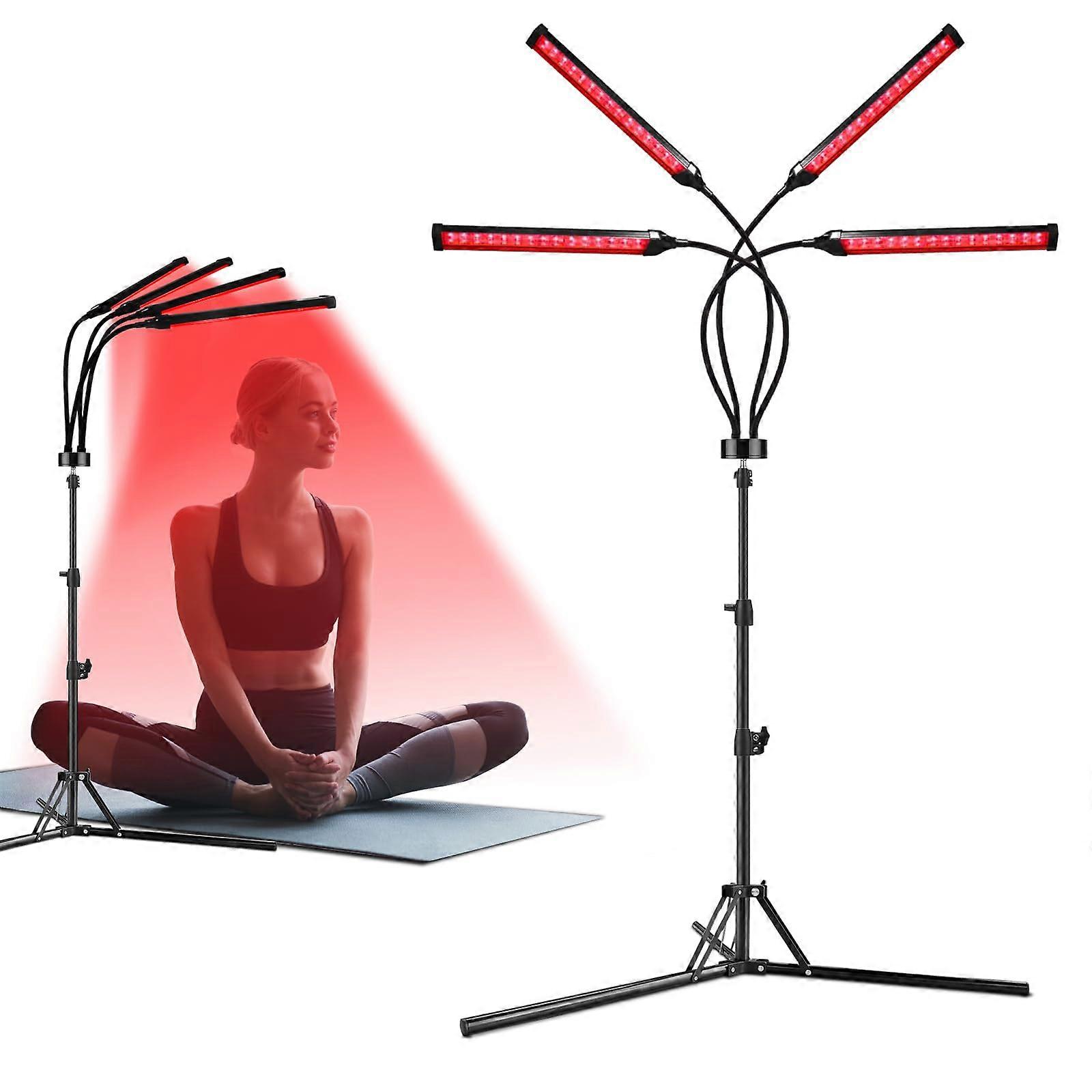 Red Light Lamp, 4 Heads 180LEDs Red Lights with 3 Timer  5 Brightness Adjustable, 360° Rotating Infrared Light for Home Use (660nm  850nm)