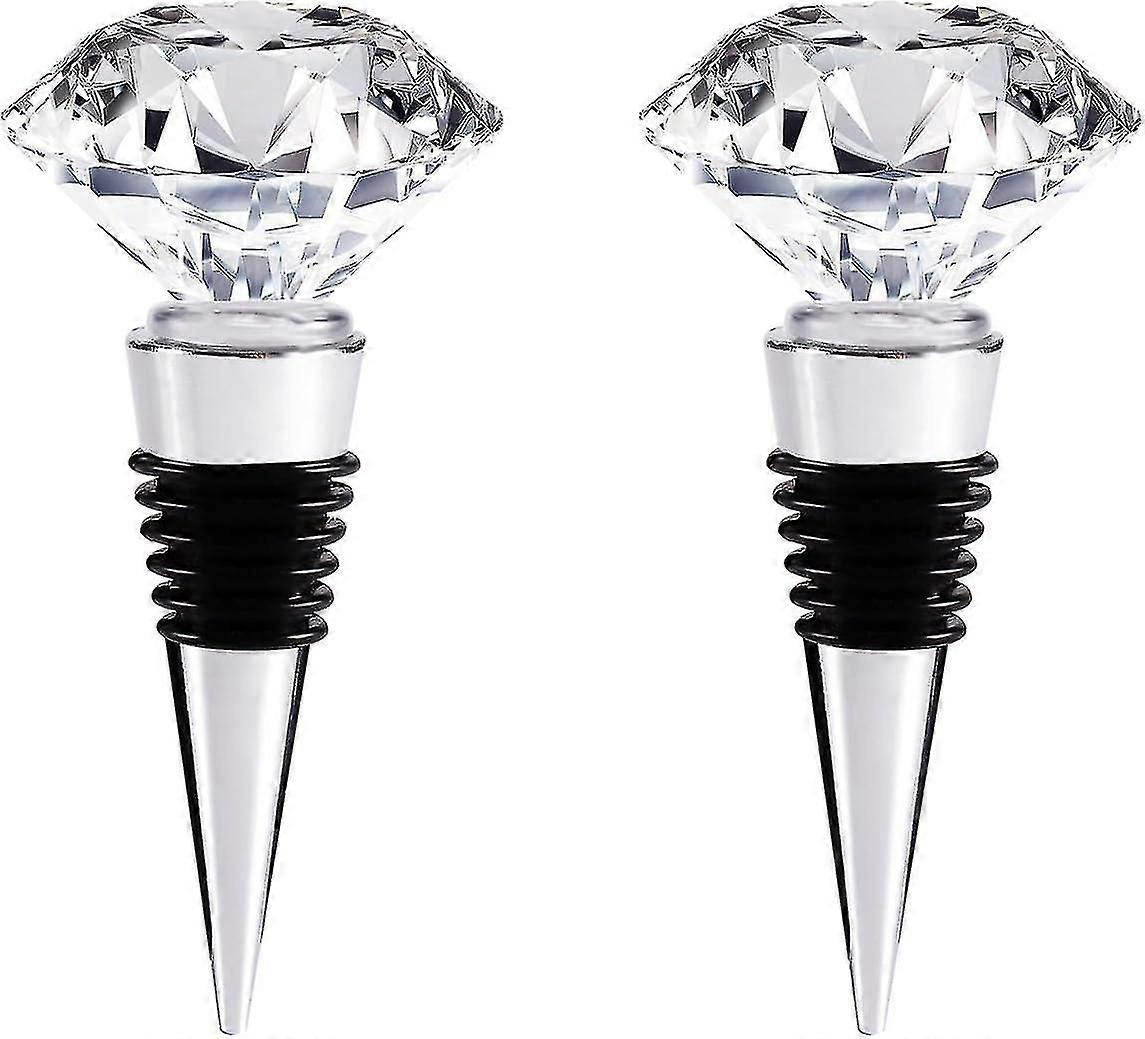 Crystal Wine And Beverage Bottle Stoppers - Decorative And Reusable (2pcs Crystal)