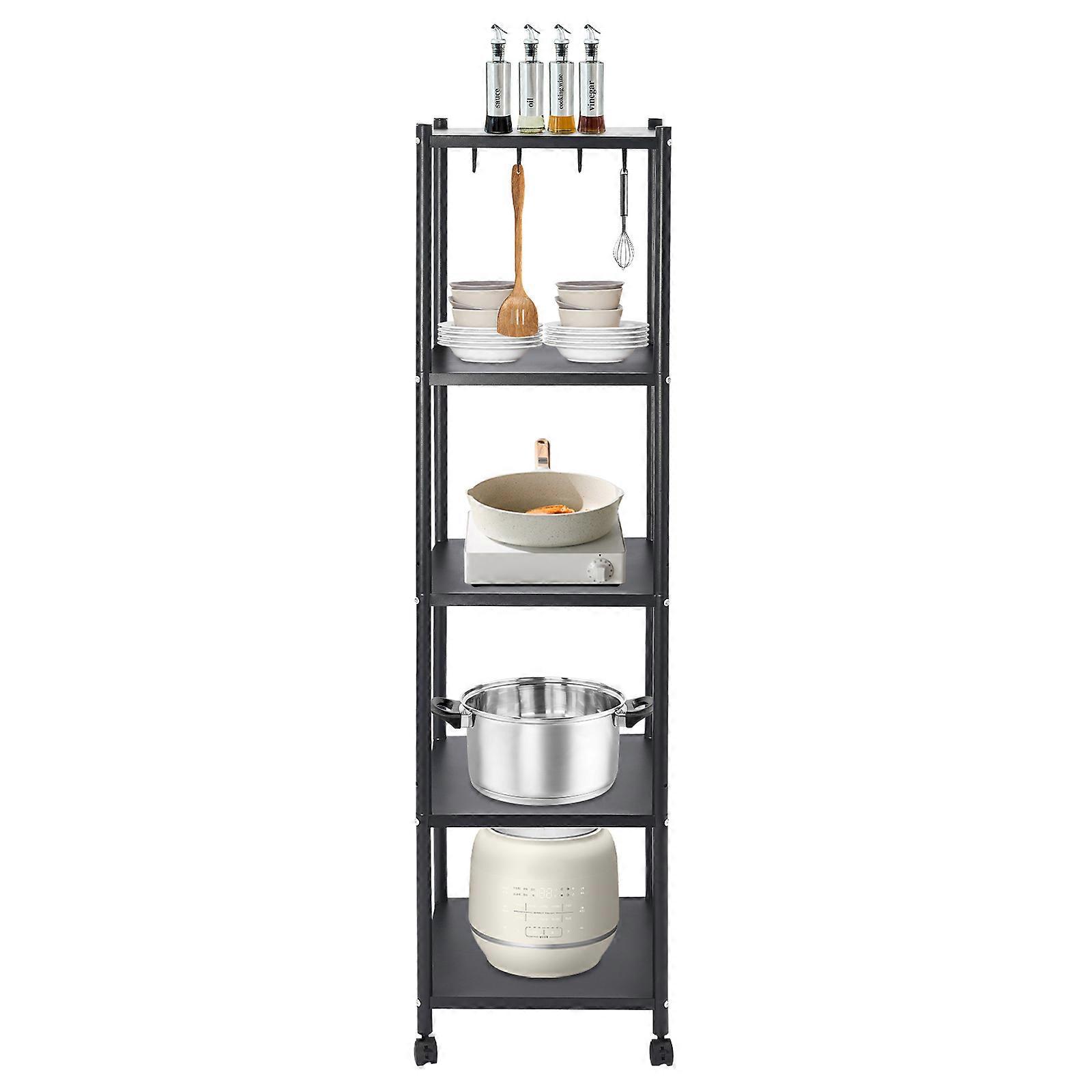 5-Layer Movable Kitchen Storage Rack，Standing Shelf, Kitchen Shelf, Storage Rack With Wheels