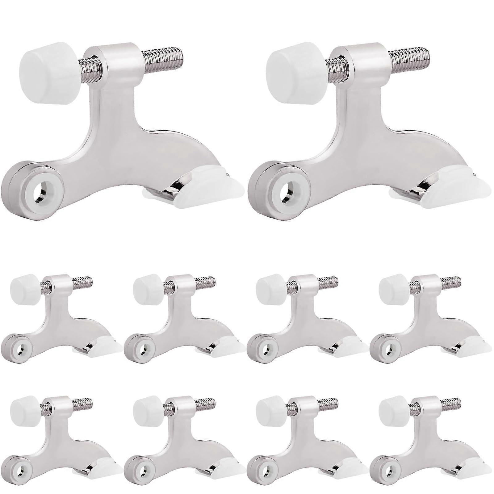 8 Pack Hinge Pin Door Stopper Metal Adjustable Door Stops with Rubber Bumper Tips (Silver)