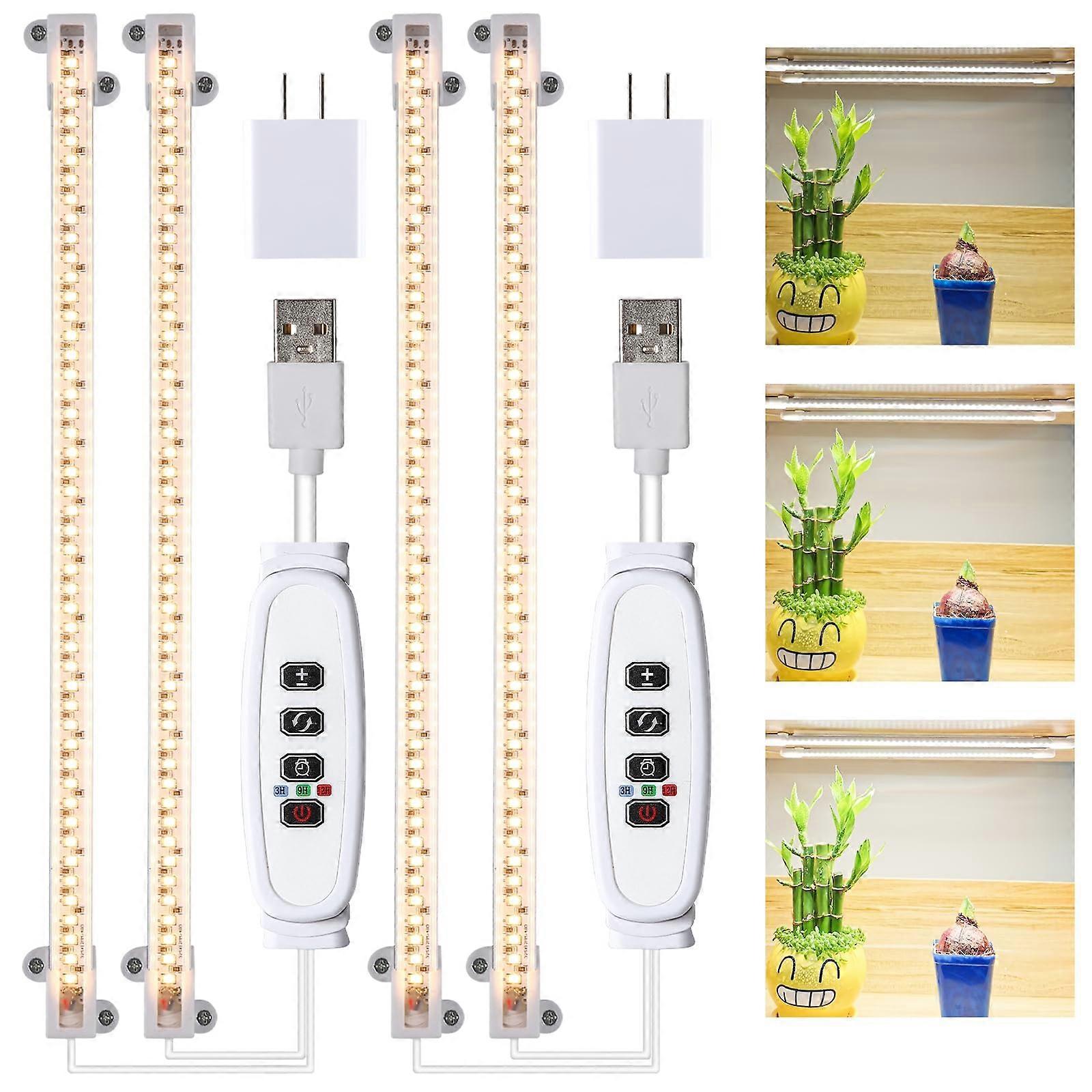 Two Strip Growing Lamp 2Pack for Indoor Plants, 3500K Full Spectrum LED with Timer Dimmable
