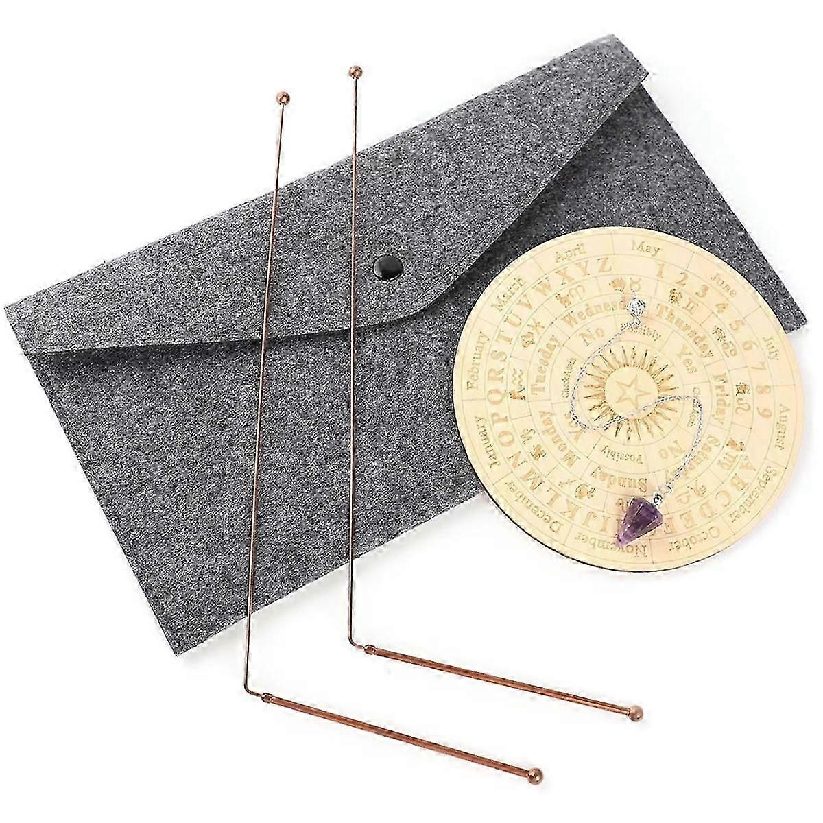 Copper Dowsing Rods Spiritual and Divining Pendulum Board Mat Kit for ,Divining Water,Energy Healing
