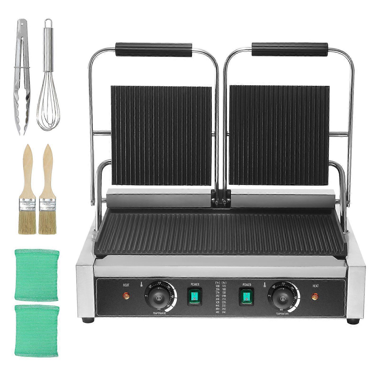 Kereskedelmi Piadine szendvicsgrill, 3600 W-os elektromos dupla szendvicsprés, kb. 50–300 ° C-os dupla grill