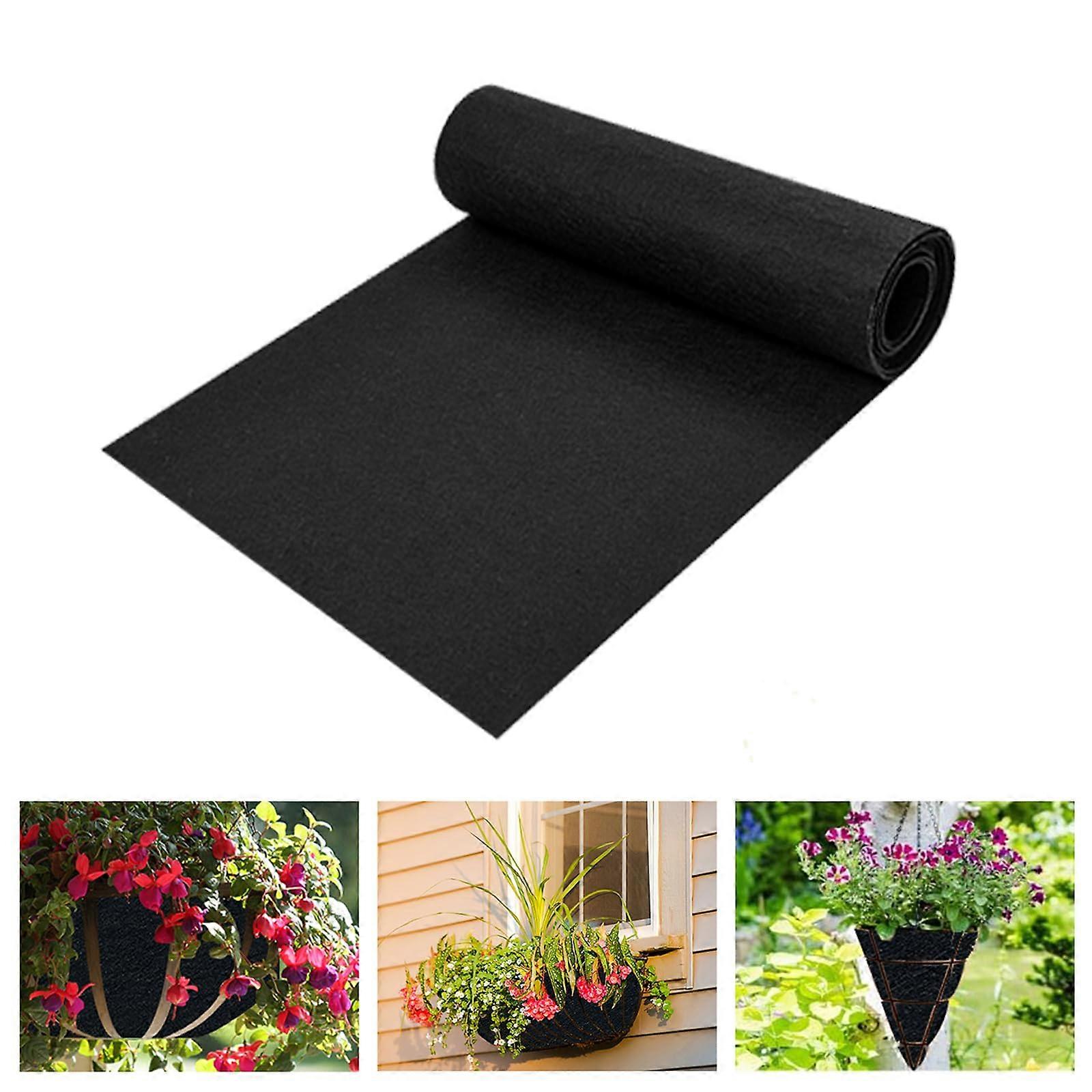 12x120 Inch Black Felt Planter Liner Roll Non Woven Fabric for Hanging Baskets and Window Boxes Easy to Cut Alternative