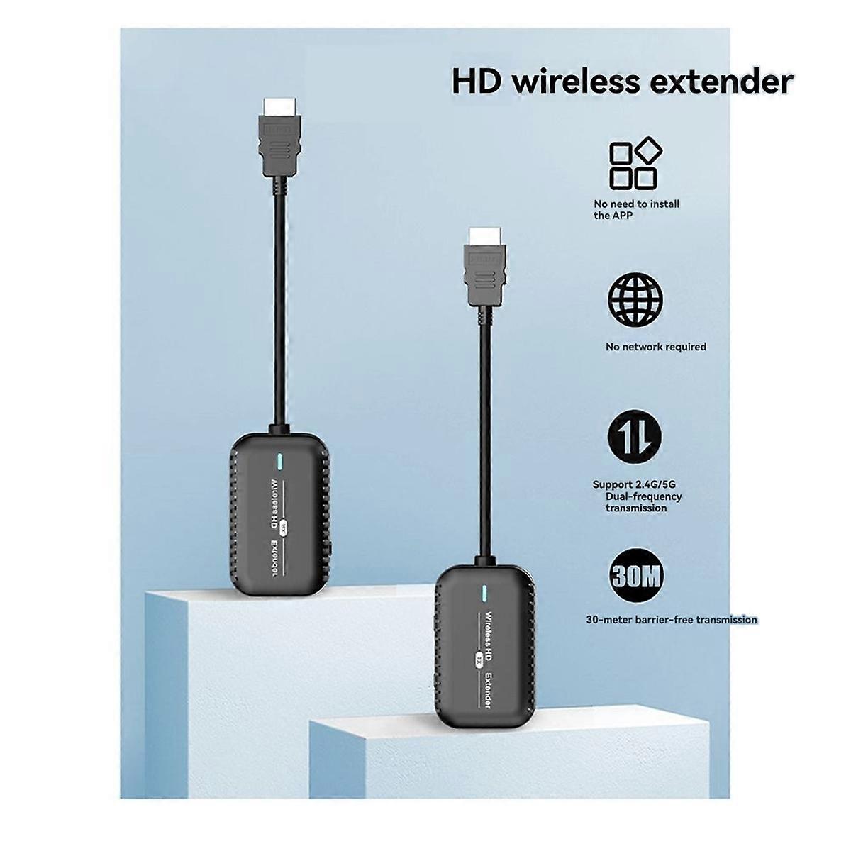 USBC -Compatible Wireless Transmitter Receiver Extender Kit 1080P@60HZ 30M Wireless Display Dongle f