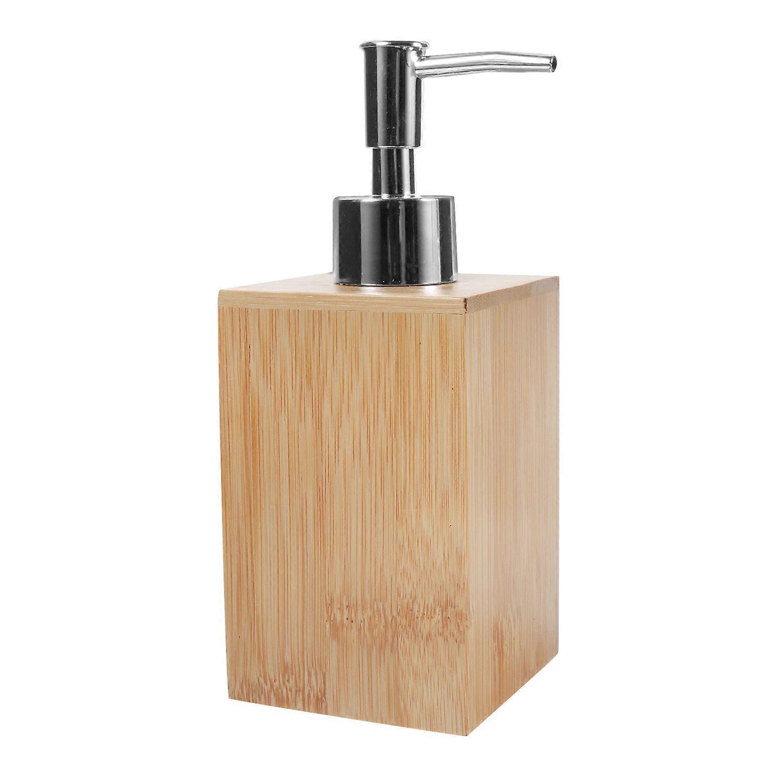 Bamboo Refillable Pump Bottle Dispenser for Shampoo, Soap & Lotion – Stylish Liquid Container with Unique Texture for Bathroom & Home Use