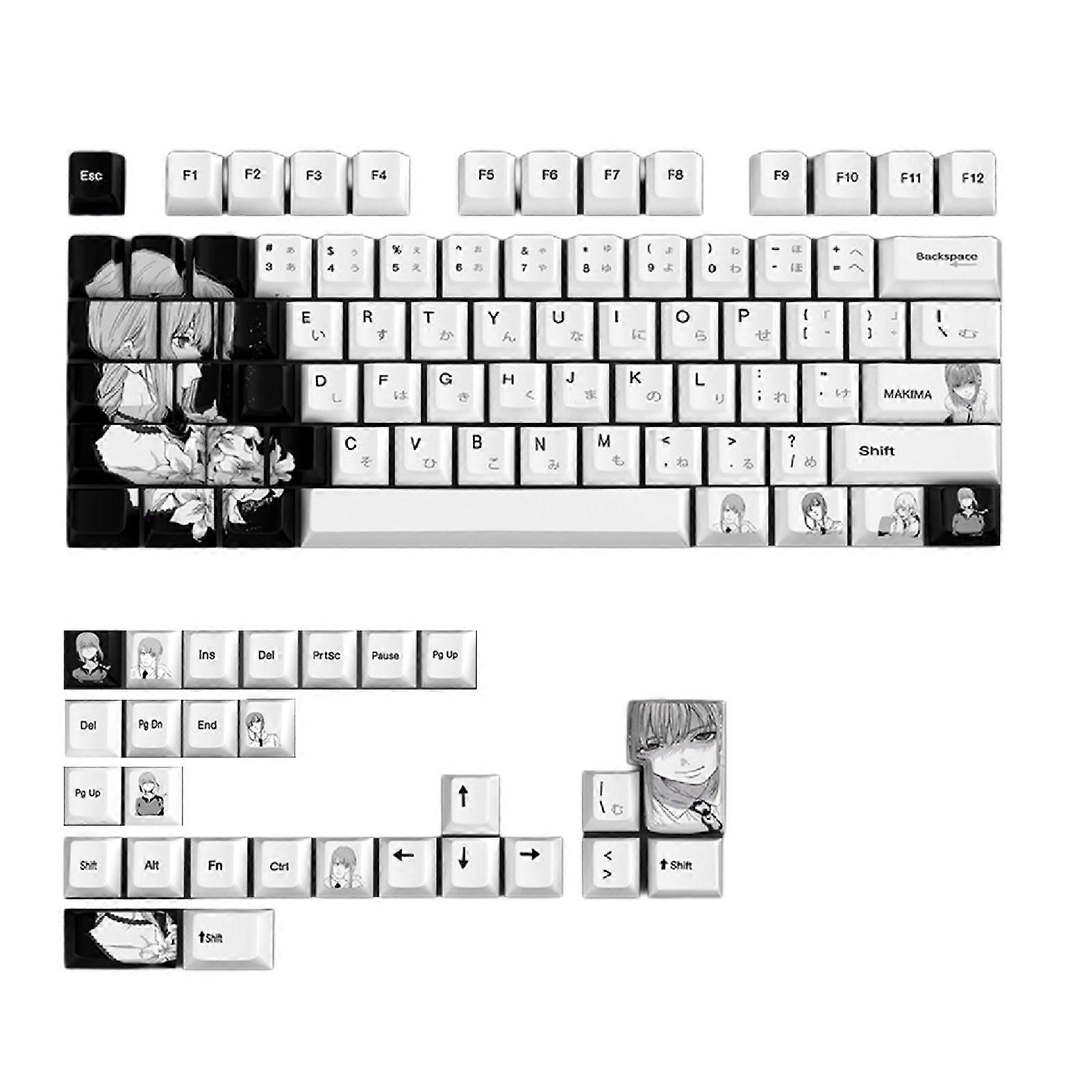 105Key PBT Keycaps Original Height Catoon Theme for Mechanical Keyboard Office and Gaming Keyboards Comfortable Typing
