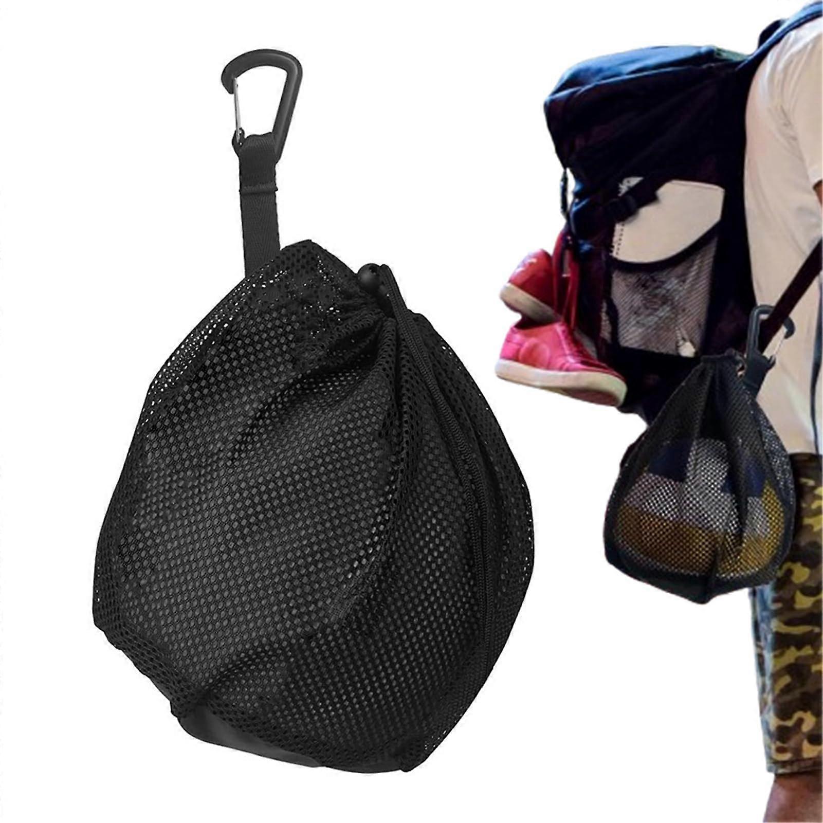 Football Mesh Bag with Drawstring Closure, Durable Volleyball Ball Carrier, High Strength Multifunctional Sling Backpack