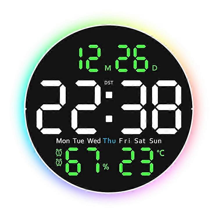 6672 Multifunctional Wall Clock Night Light Temperature Humidity Display Silent Electronic Clock