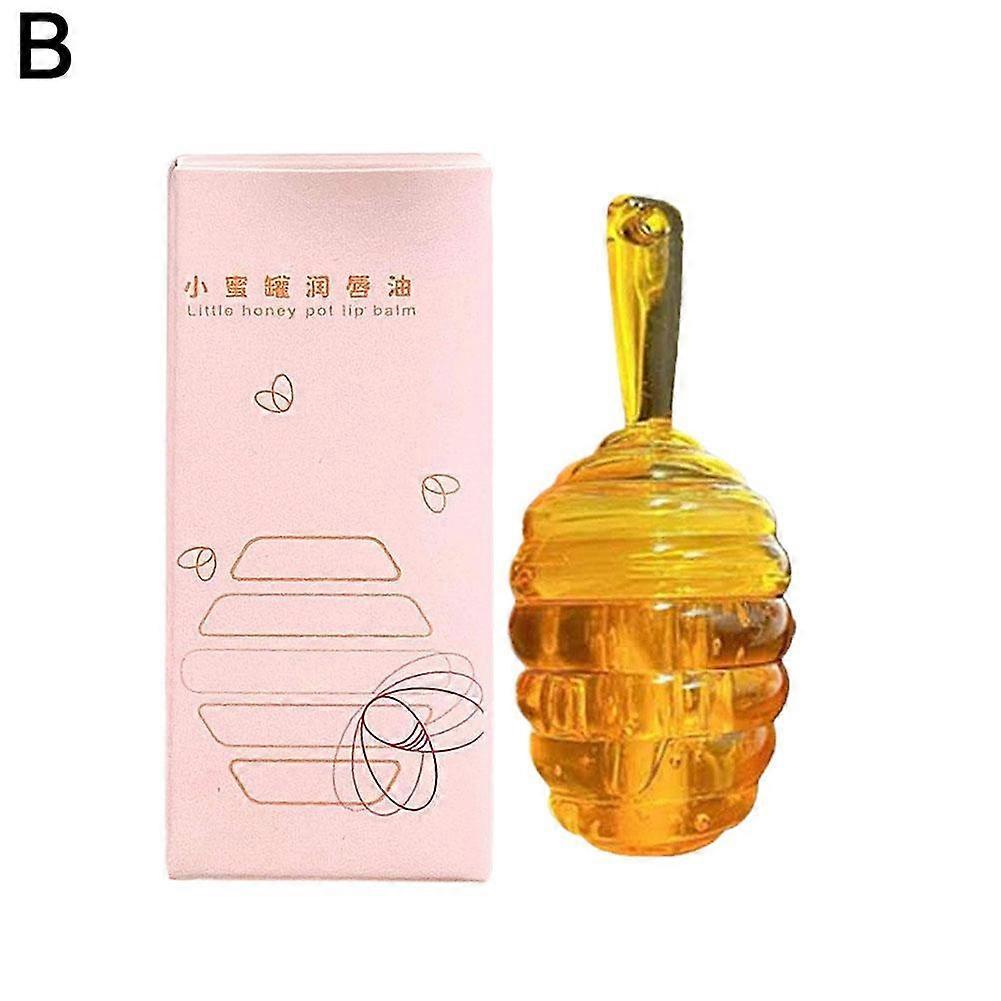 02# Honey flavor (B)$ Small honey pot lip oil moisturizes and dilutes lip lines, moisturizing lip balm, plump lips