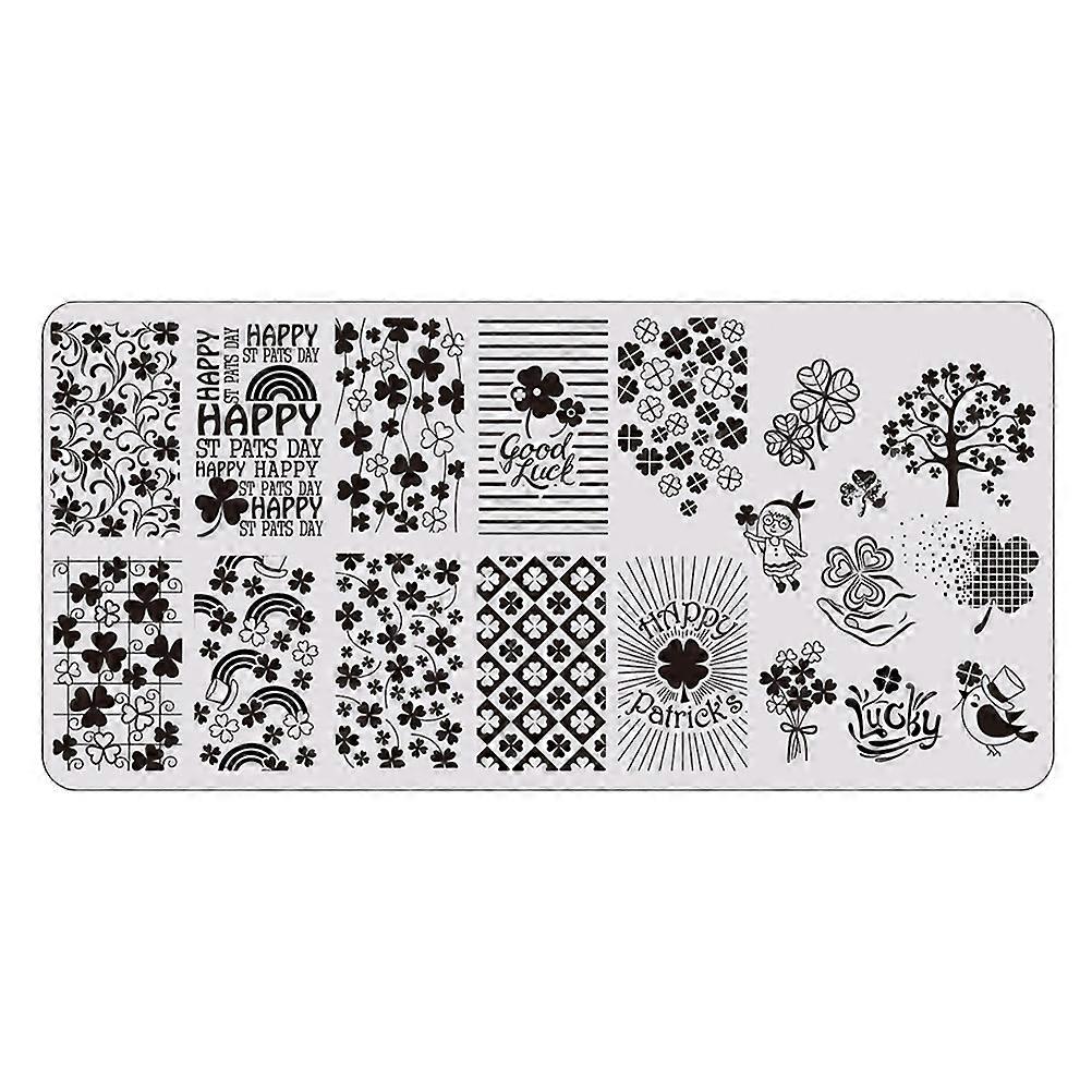 It sounds like you're describing a product listing or idea for **St. Patrick's Day nail decoration templates** using **durable stamping plates** for