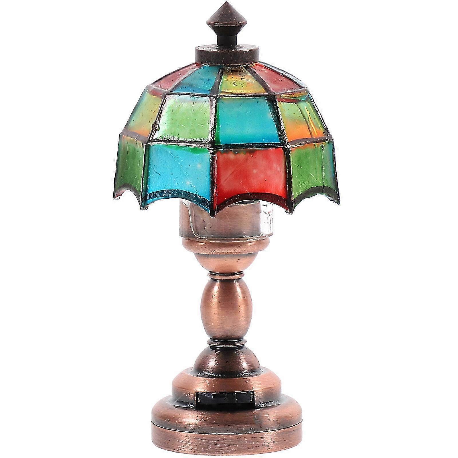 1/12 Scale Miniature House LED Desk Lamp with Umbrella-Shaped Lampshade for Decorative Lighting