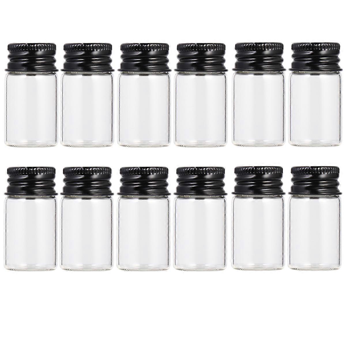 Bottles With Lids Glass Storage Bottle Suitable For Decoration And Gifting 12Pcs Set Of Transparent Bottles Black Sealed