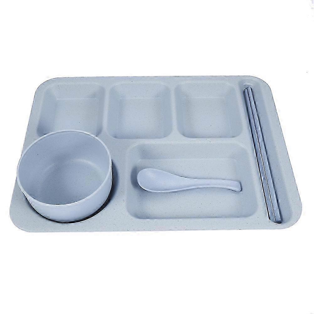 Eco-Friendly Wheat Straw Tableware Set with Bowls, Plates, Spoons & Chopsticks (Blue)
