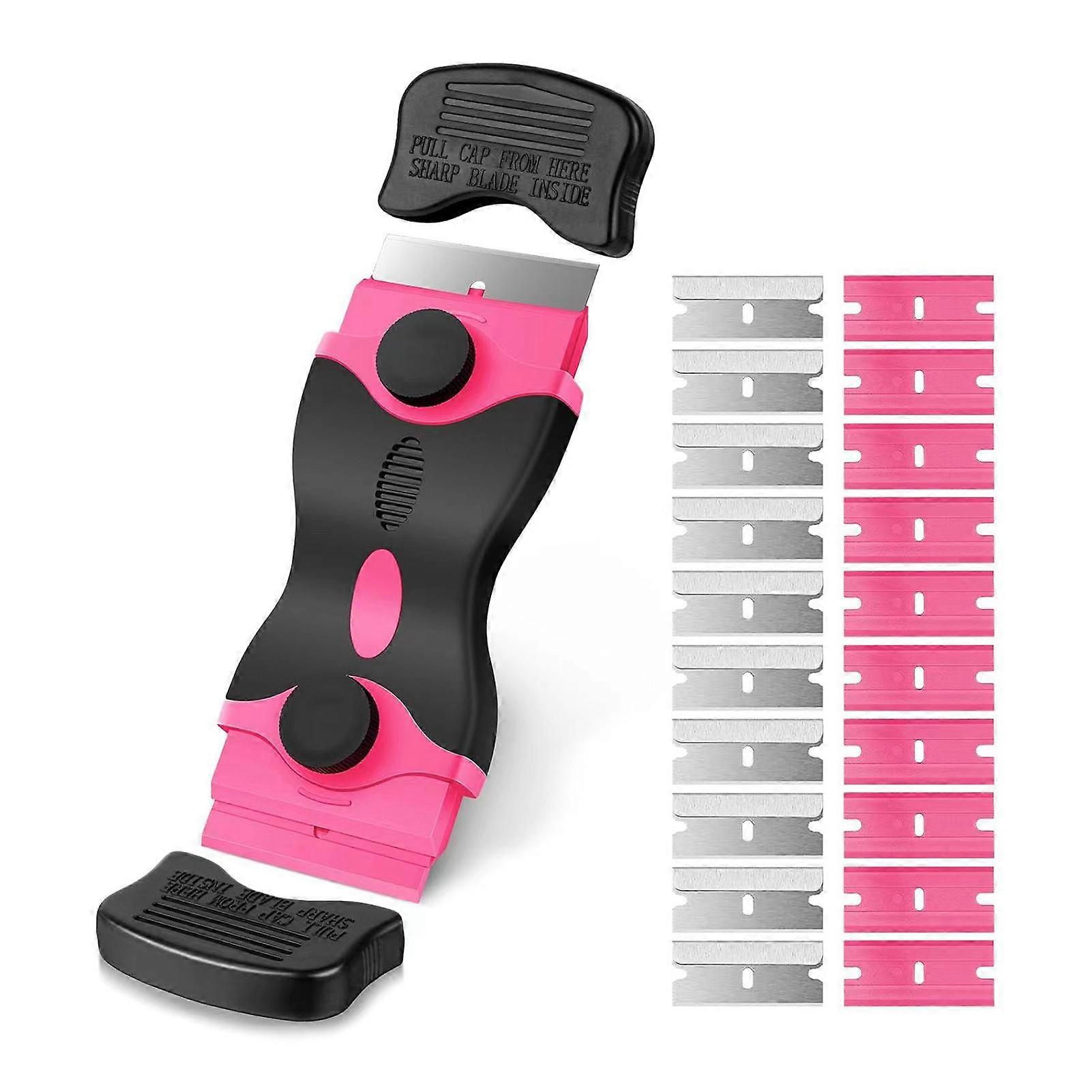 Cleaning Scraper Tool with 20Pcs Metal Plastic Razors Blades Easy to Replace Blades for Tint Stickers