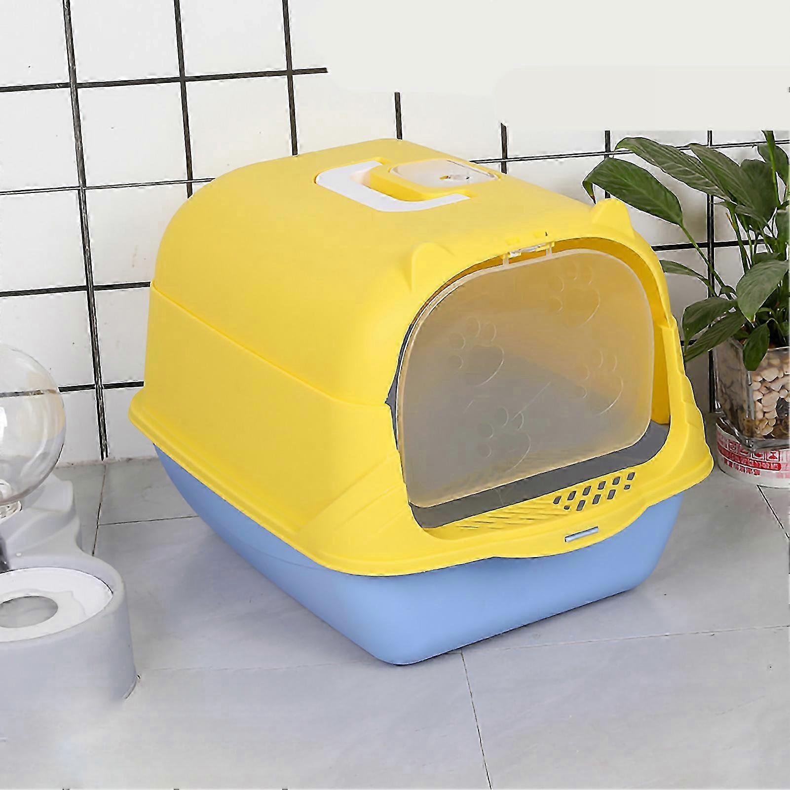 Large Enclosed Cat Litter Box with Door and Deodorant Bag for Cat Supplies