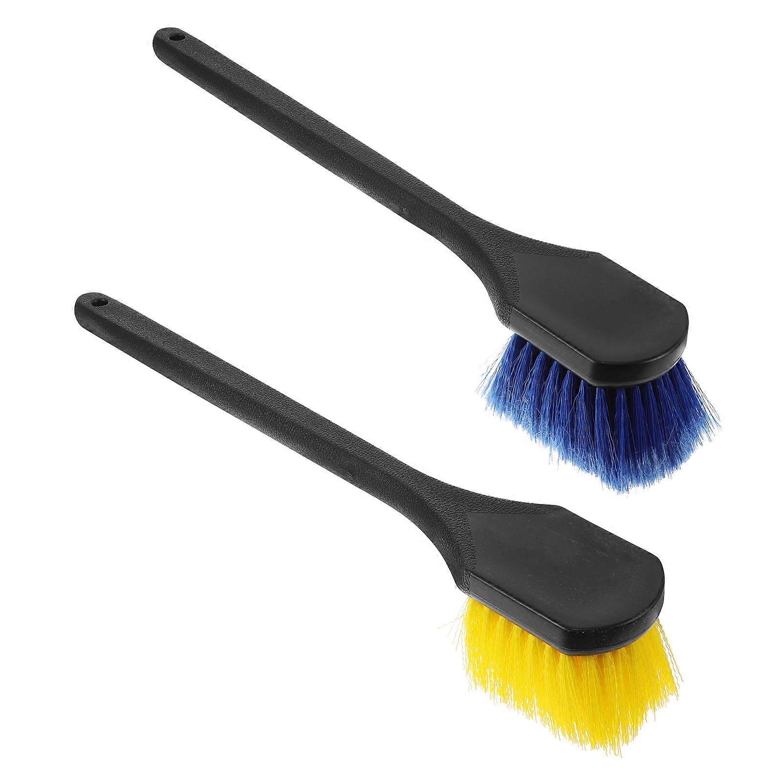 Car Wash Brushes With Long Handle Plastic Wheel Cleaning Brush Vehicle Maintenance Enhances Vehicle Appearance 2Pcs