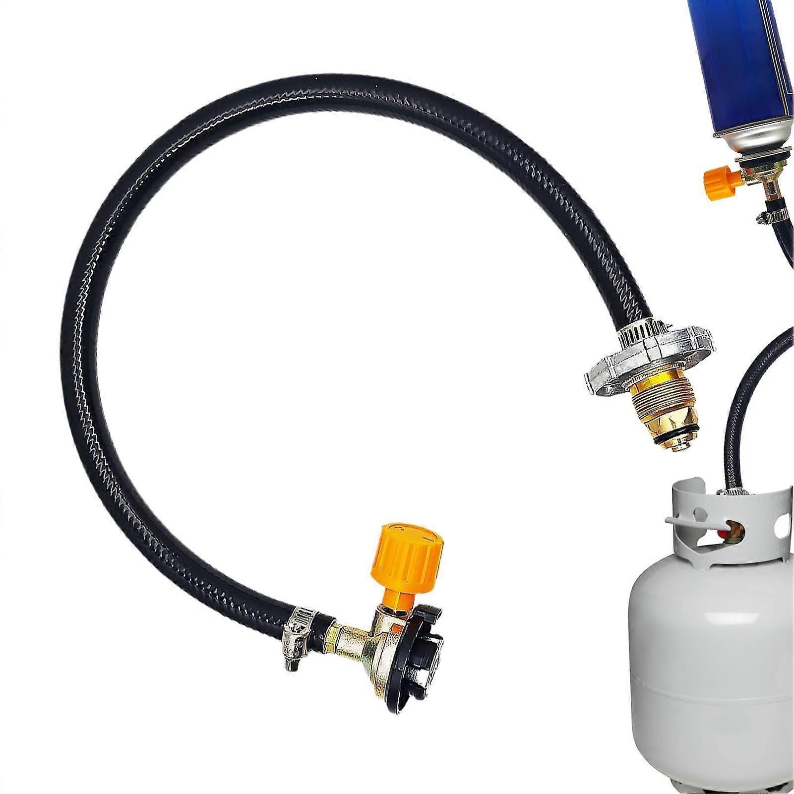 Refill Adapter with Valve, Extension Hose with Stopcock, High Pressure Hose Connector for Gas Bottle Transfer, Camping Grill