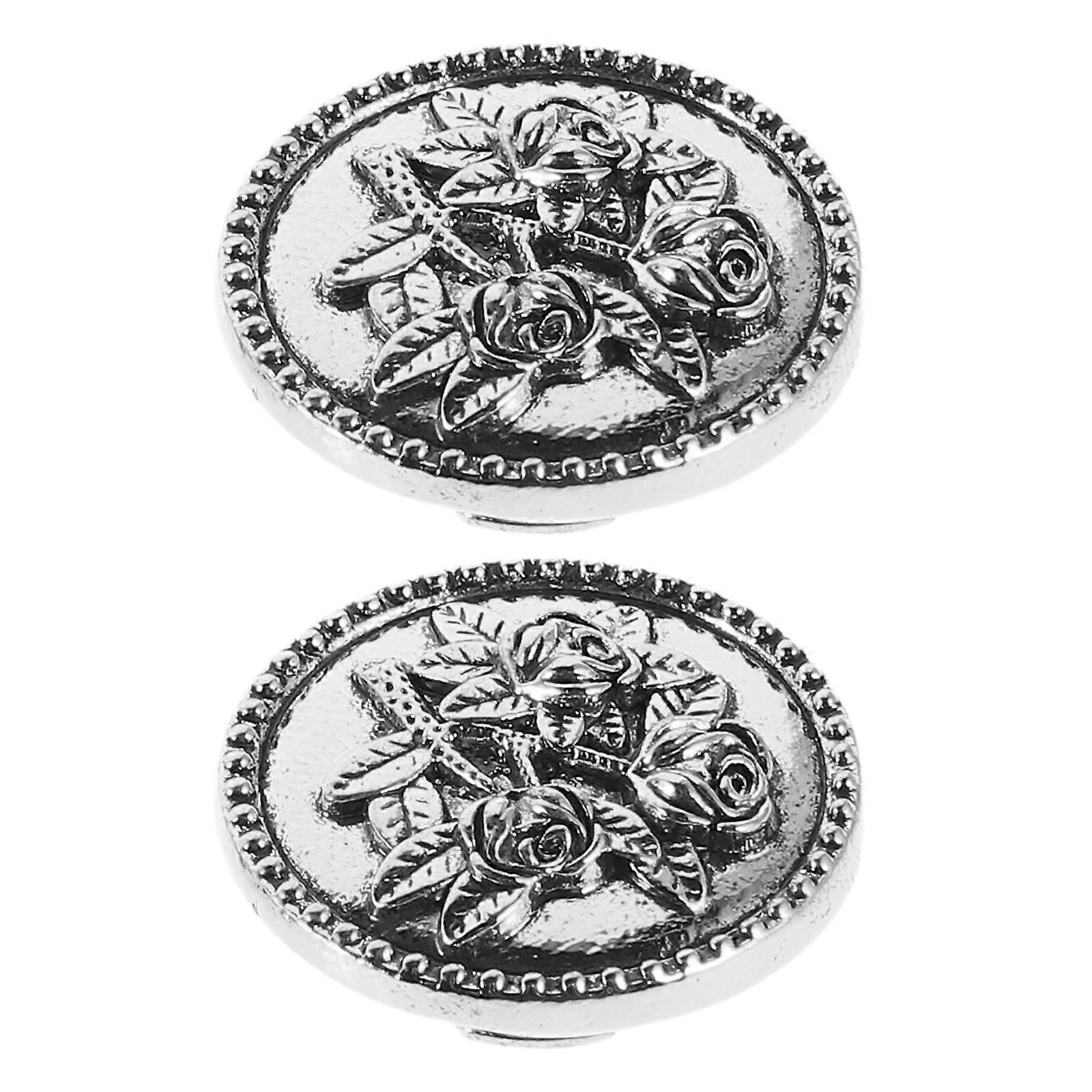 Alloy Button Accessories For Cufflinks Elegant Rose Design For Buttoned Clothing 2Pack