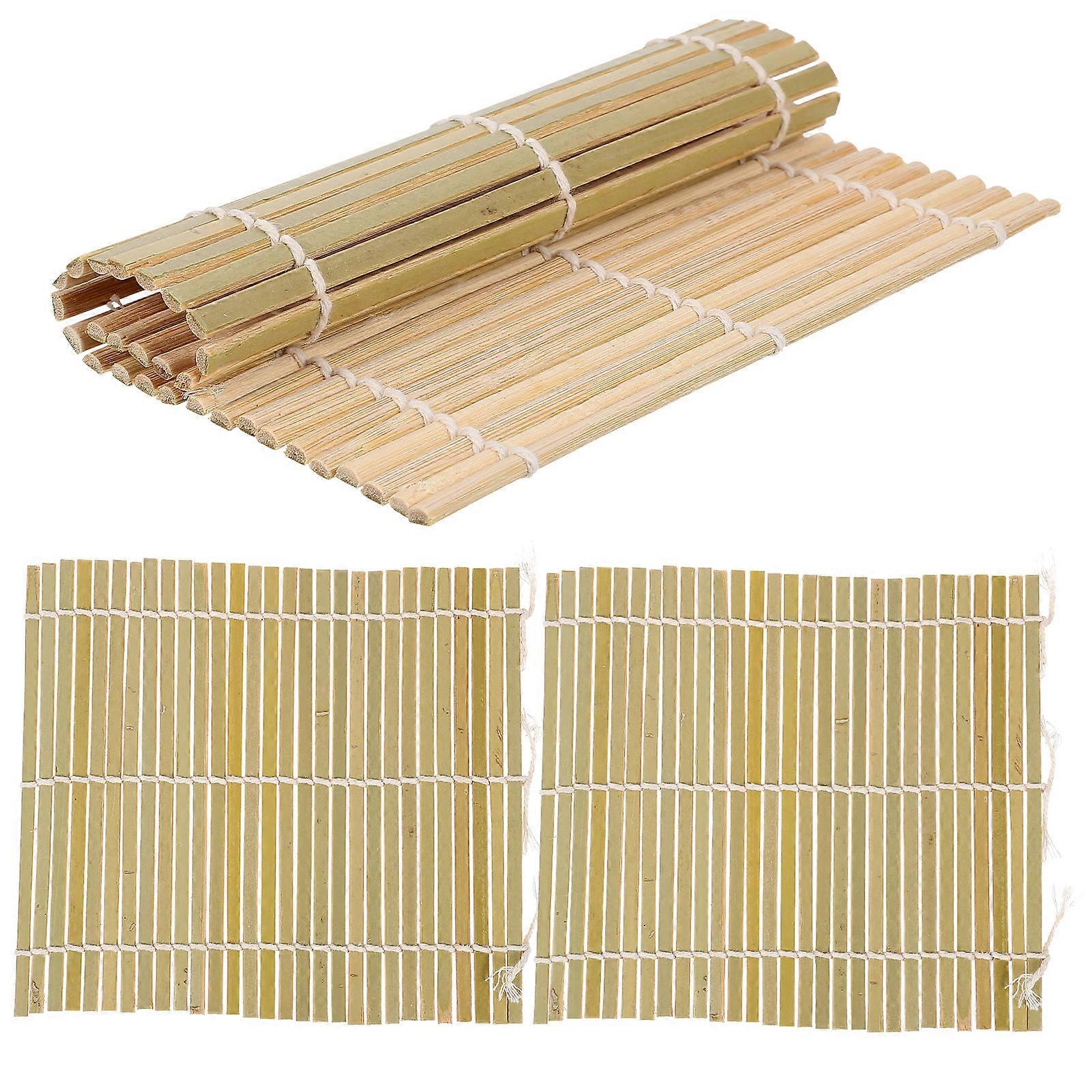 Sushi Utensil Bamboo Sushi Curtain Sushi Use Beginners 14x14x0.5cm Foldable 3Pcs