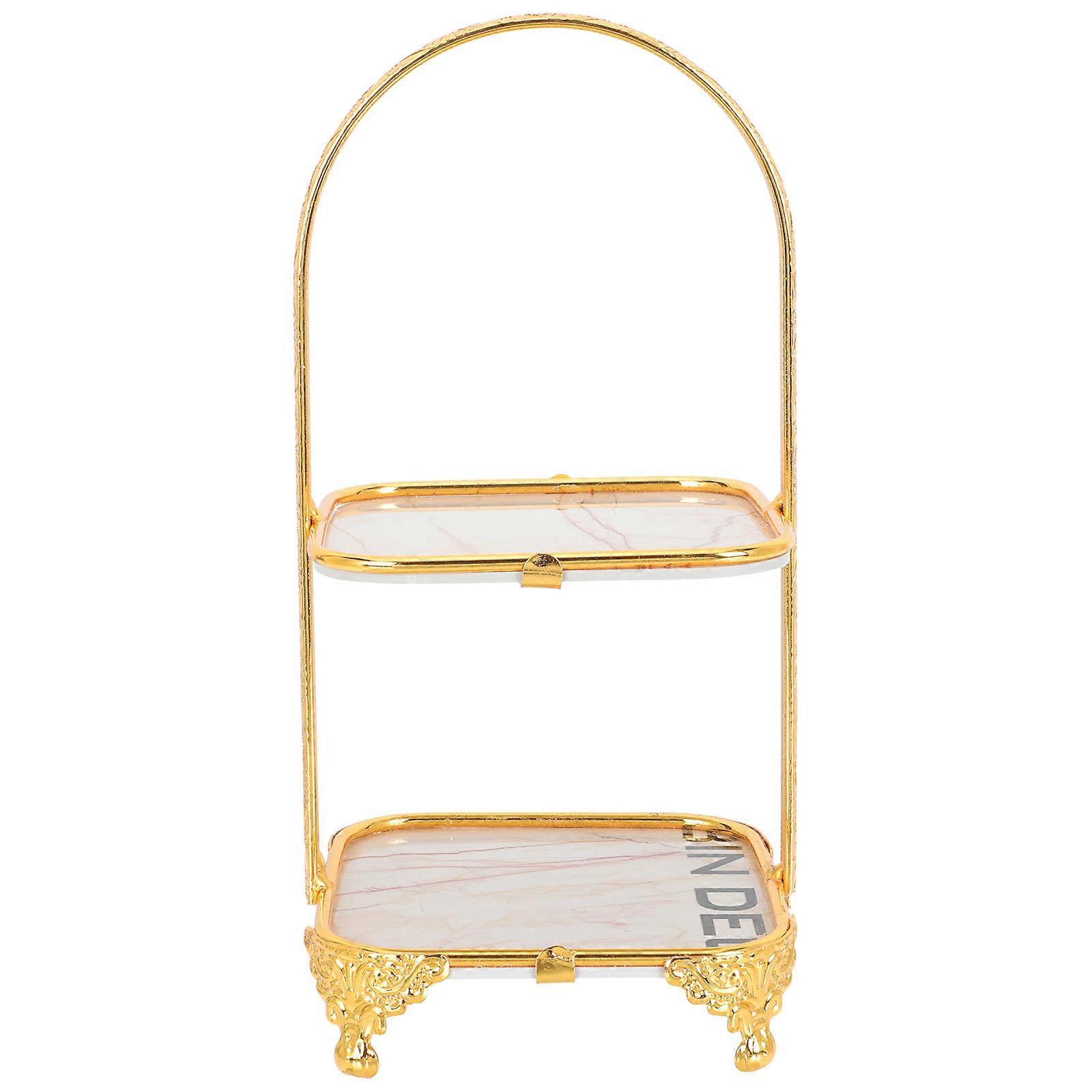 Cake Stand Dessert Display Rack For Weddings Golden Square European Style 8.5 4.1 4.1in Multi-functional 1Pack