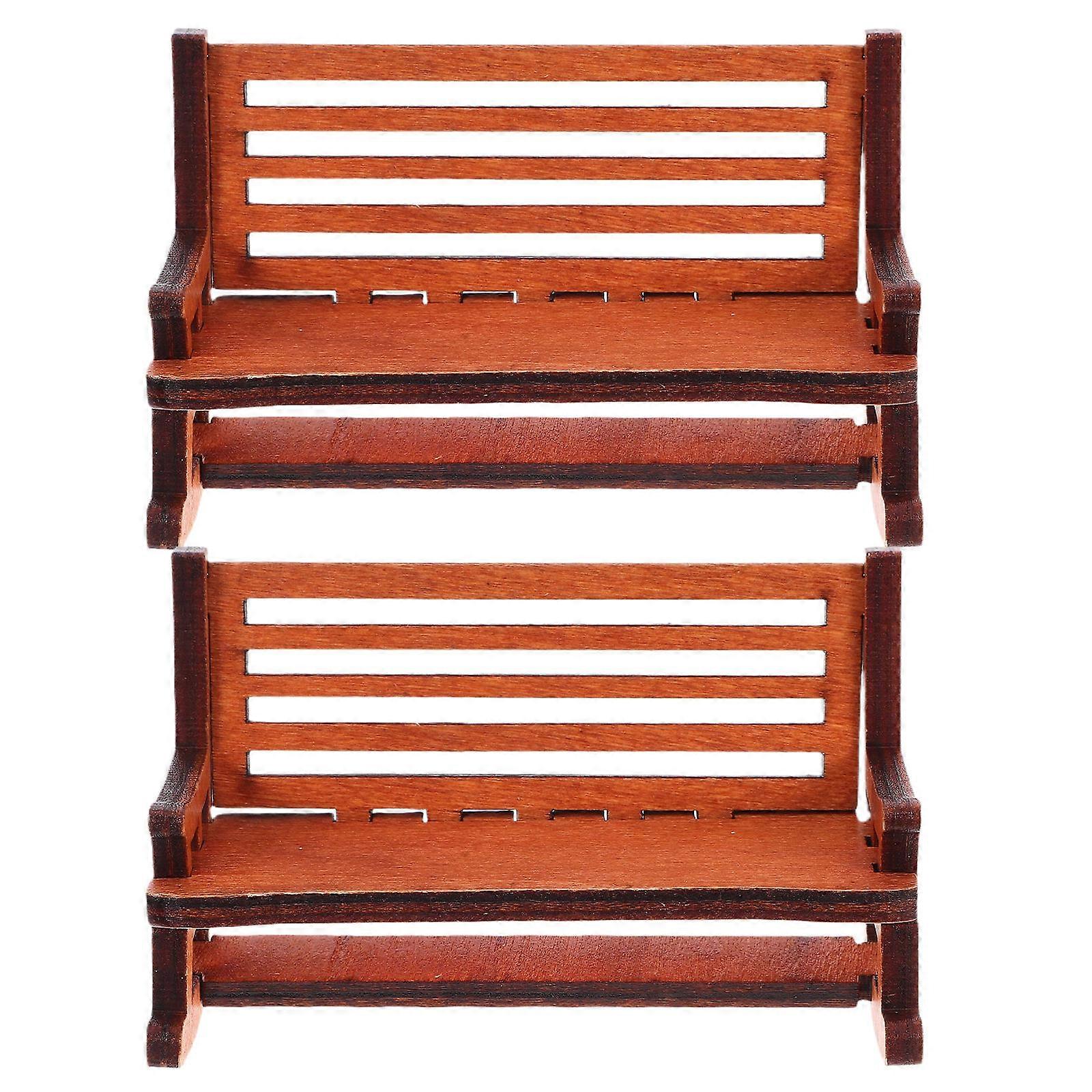 Vintage Design Miniature Rocking Chair Collectors and Hobbyists Retro Style Wood Bench Chair for Miniature Scene 9.50X5.00X5.00CM 2Pcs