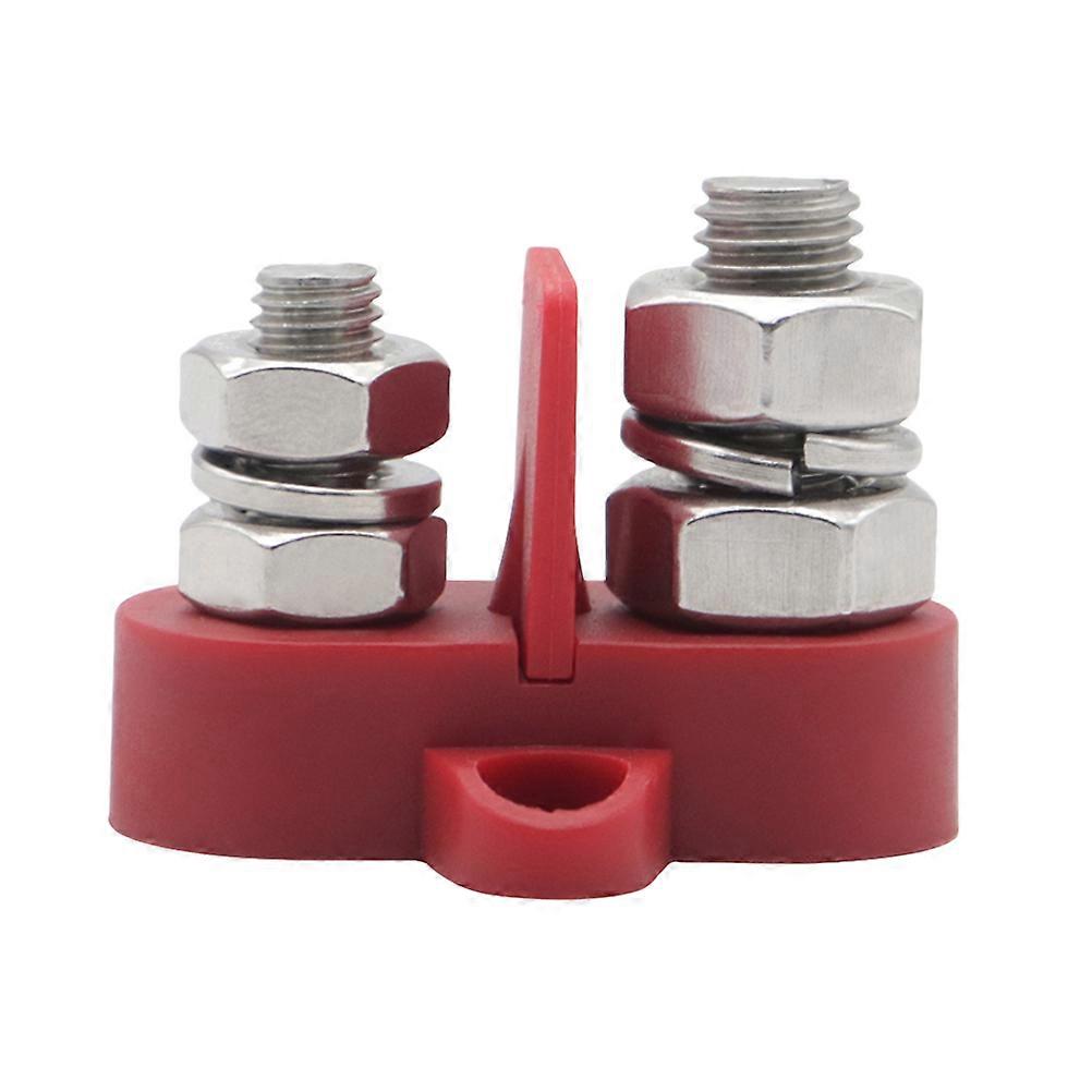 Terminal Block Dual Junction Post Square for Electrical Wiring in Red 4.85X4.3cm with Power Connection 1 Set