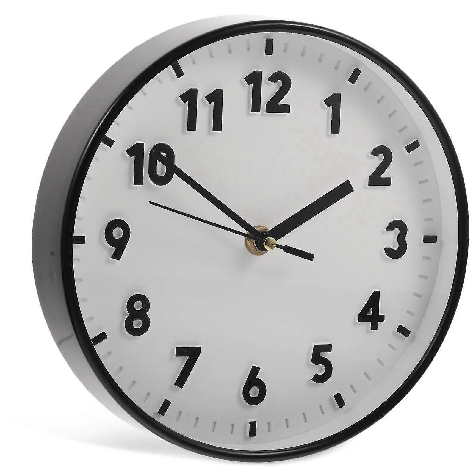 Silent Wall Clock Round Hanging Timekeeping Decor White 20x20x4cm 1Set