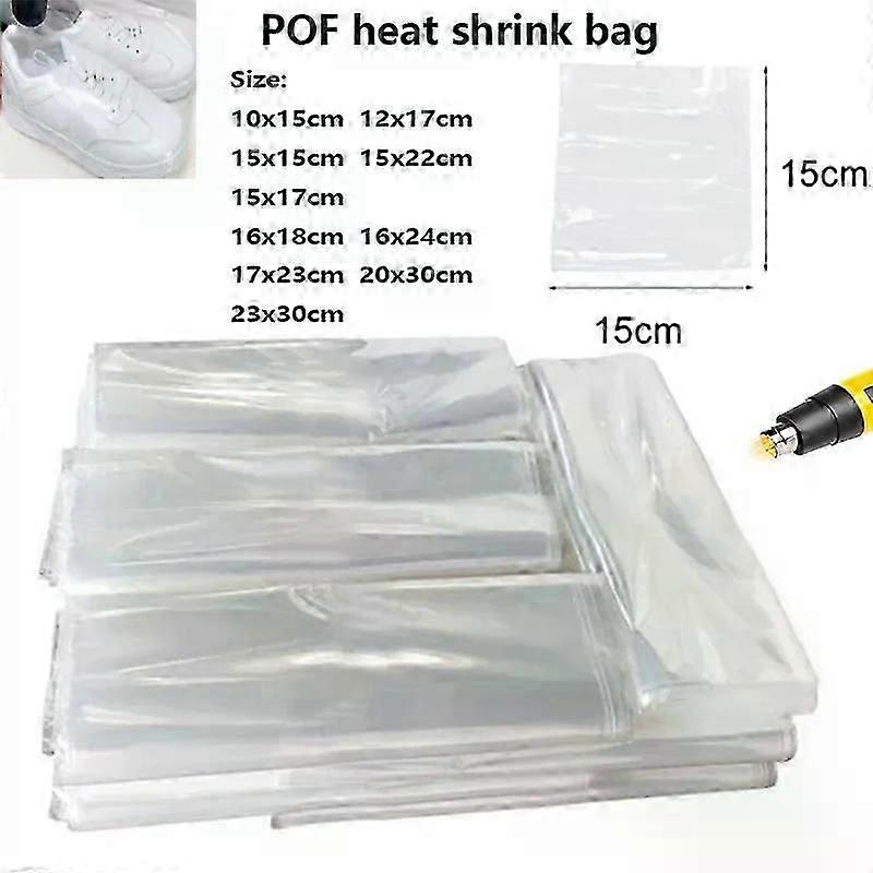 100pcs POF Heat Shrink Wrap POF Heat Shrinkable Film Odorless Clear POF Heat Shrink Bags Fit For Sneaker Books Large Shoes Protector