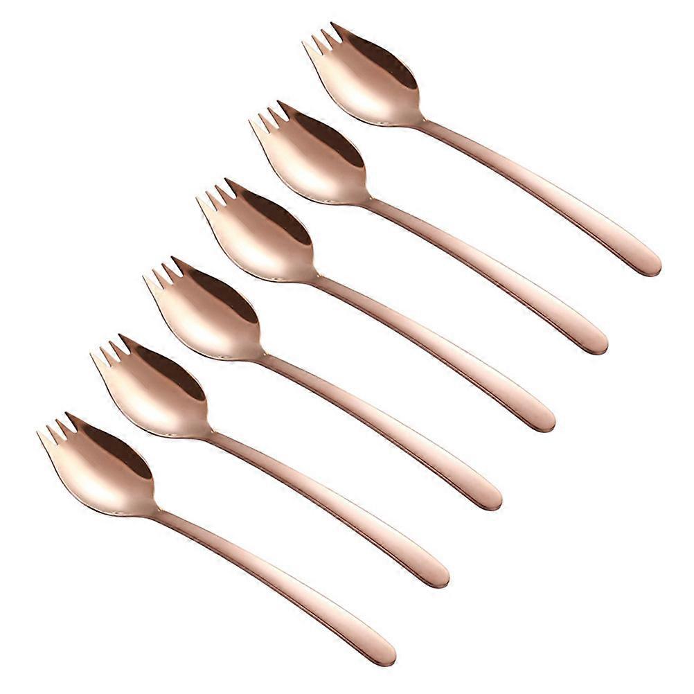 Pasta Forks For Serving Workmanship Stainless Steel Dinner Tableware Golden 6Pcs